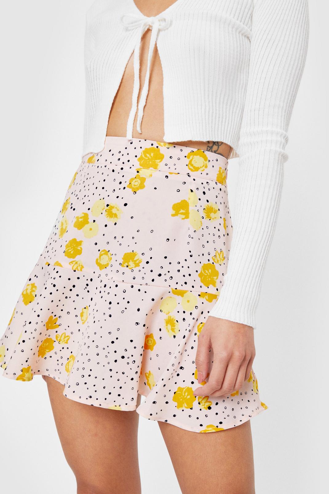 374 Petite Floral and Polka Dot Mini Skirt image number 2