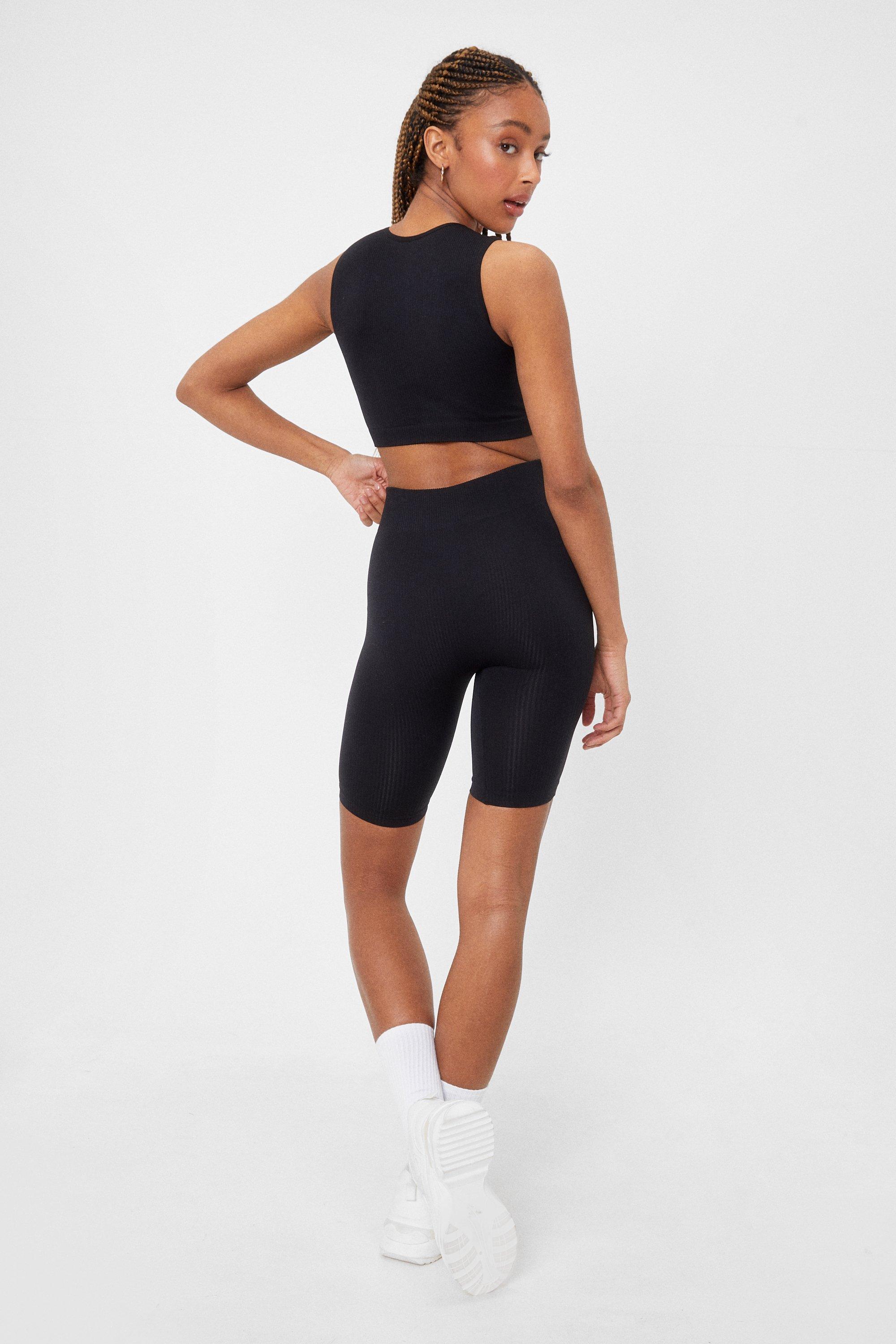 Ribbed Leggings And Crop Top Co Ord Set Black –