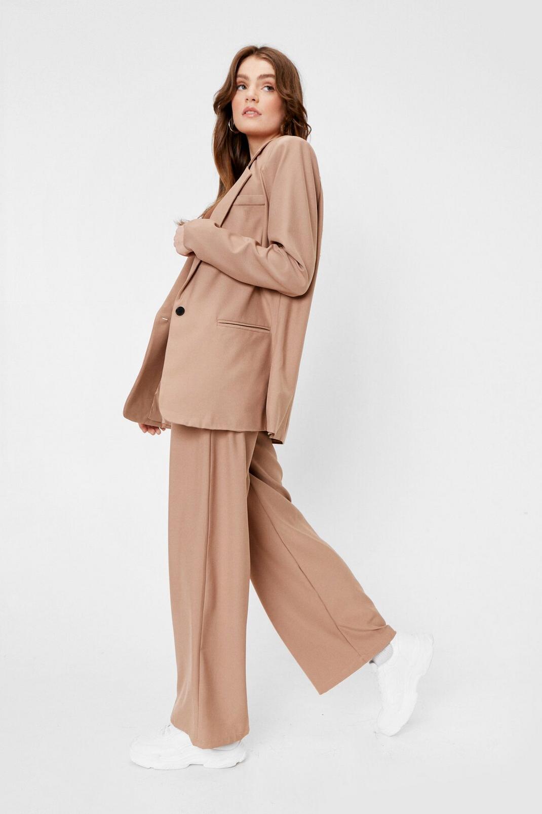 Camel High Waisted Wide Leg Tailored Pants image number 1