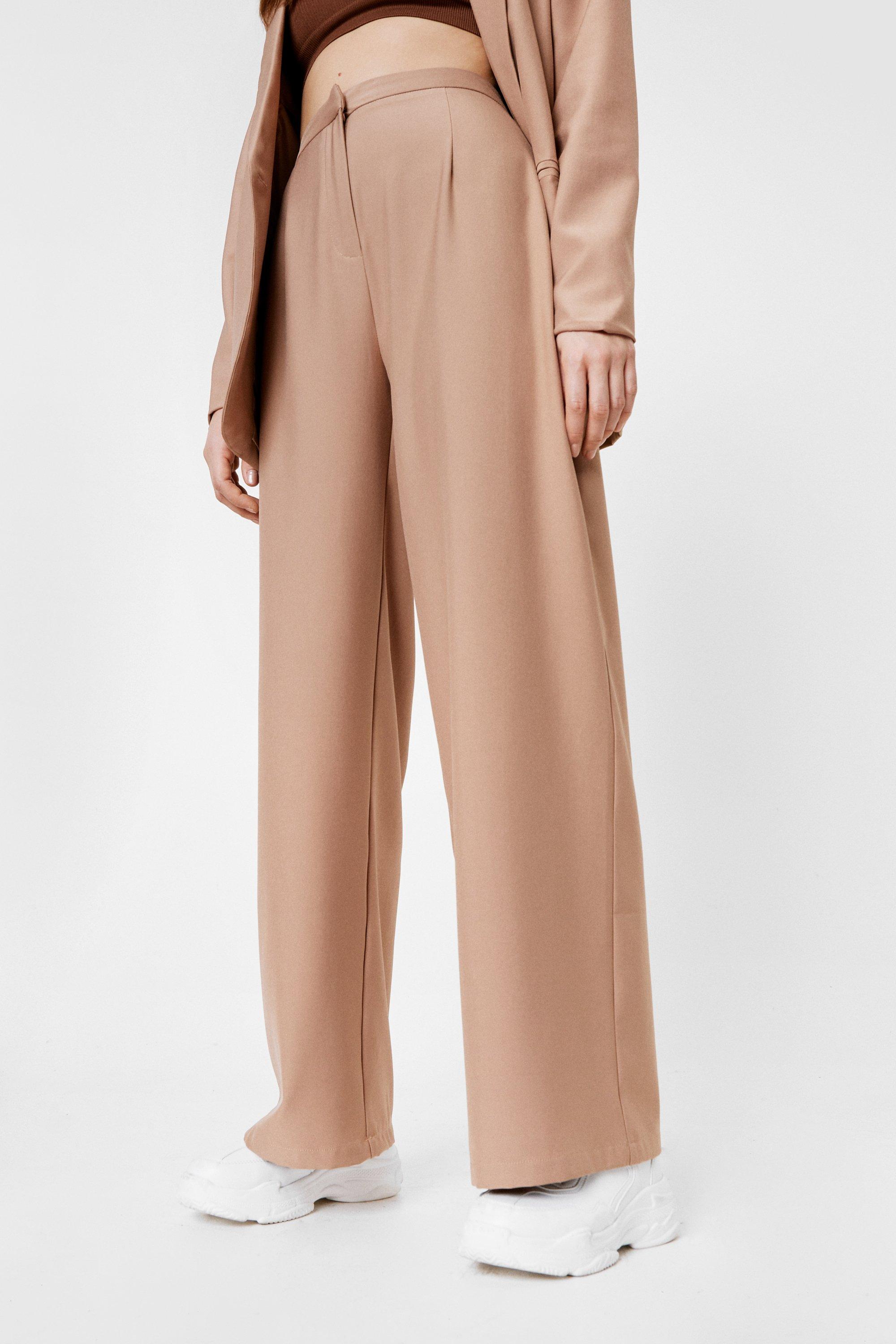 Tailored Denim High Waisted Wide Leg Trousers