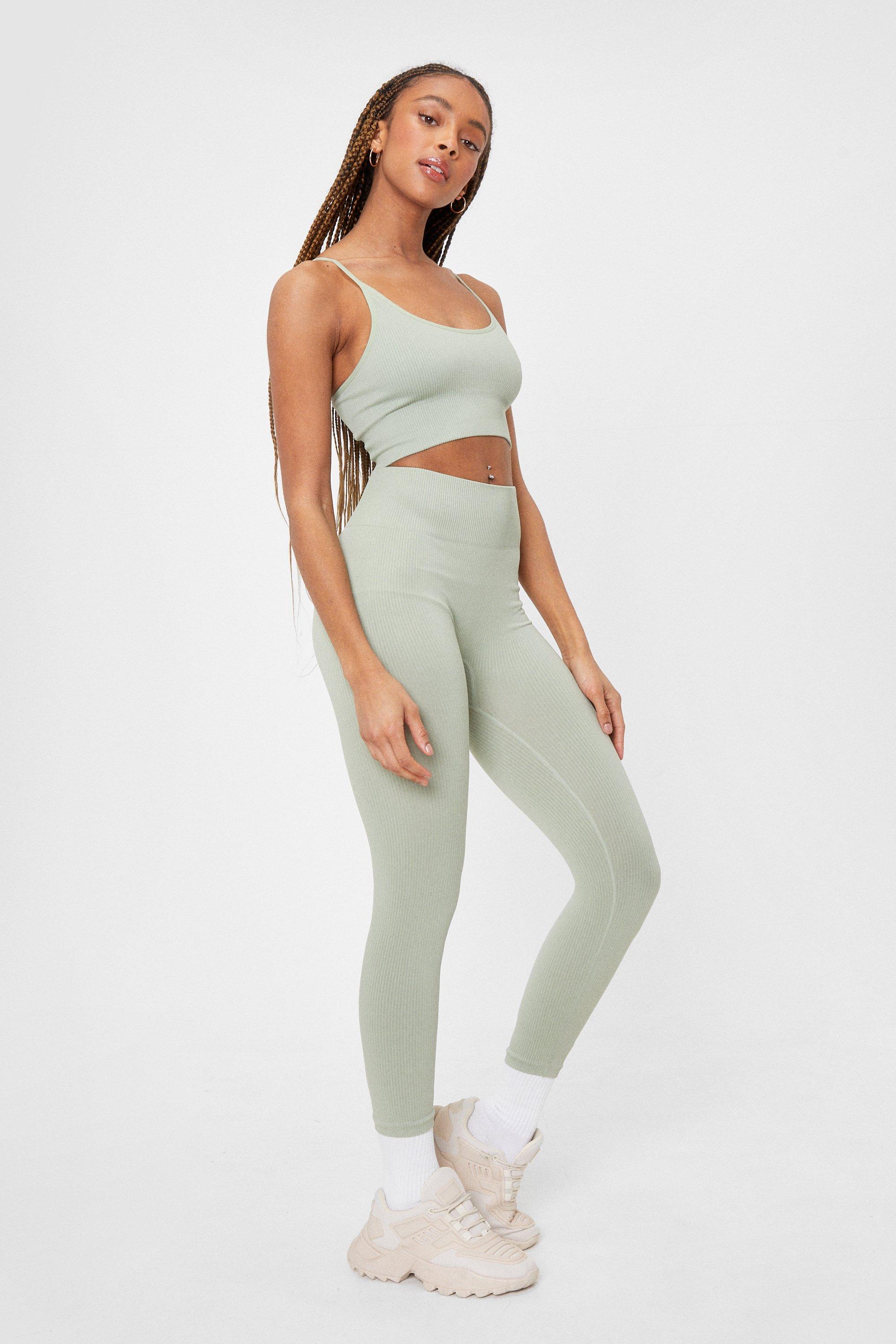 Ribbed Sculpted Seamless Top and Cropped Leggings Set