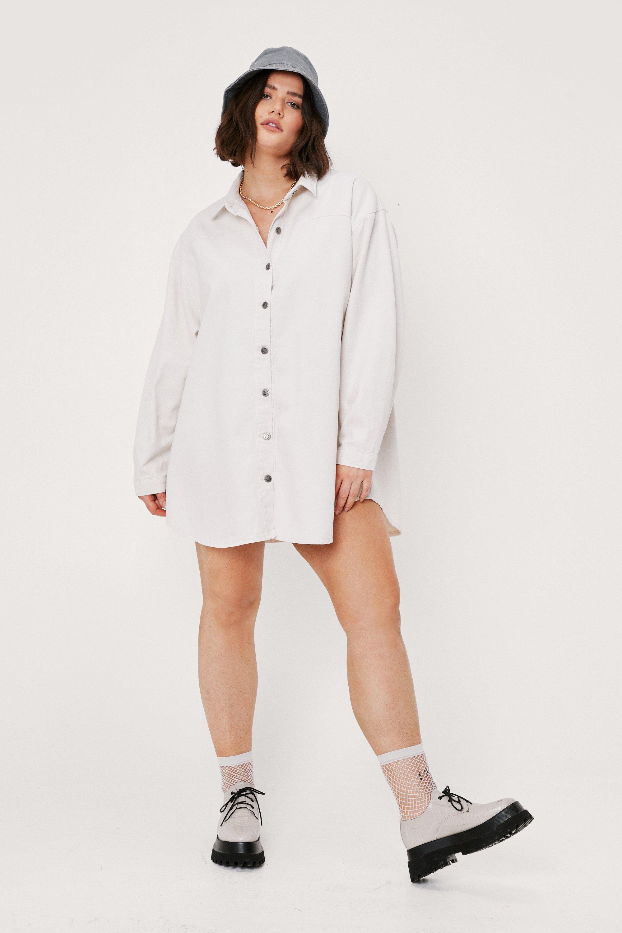 plus size oversized button down shirt dress