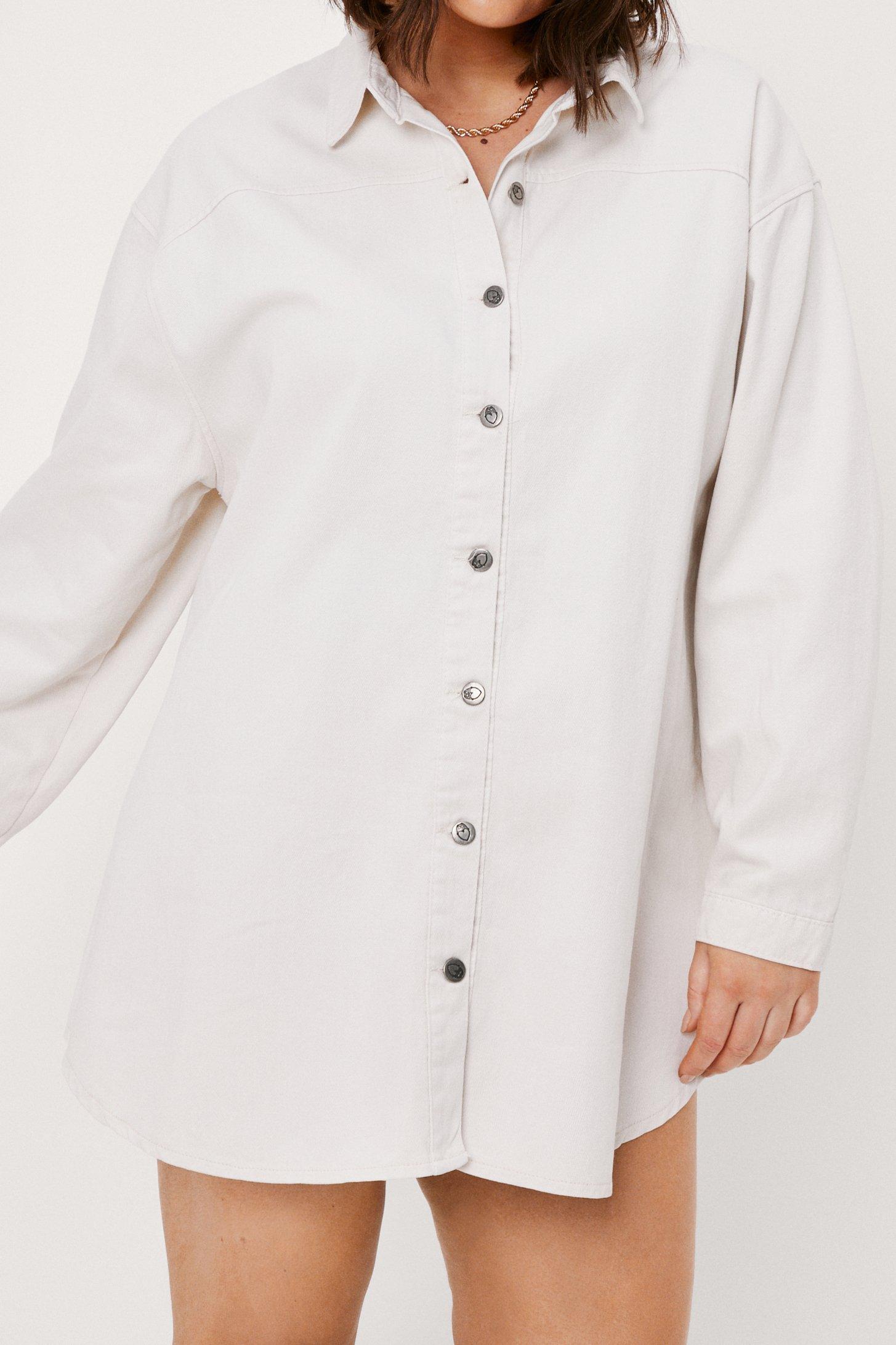 plus size oversized button down shirt dress