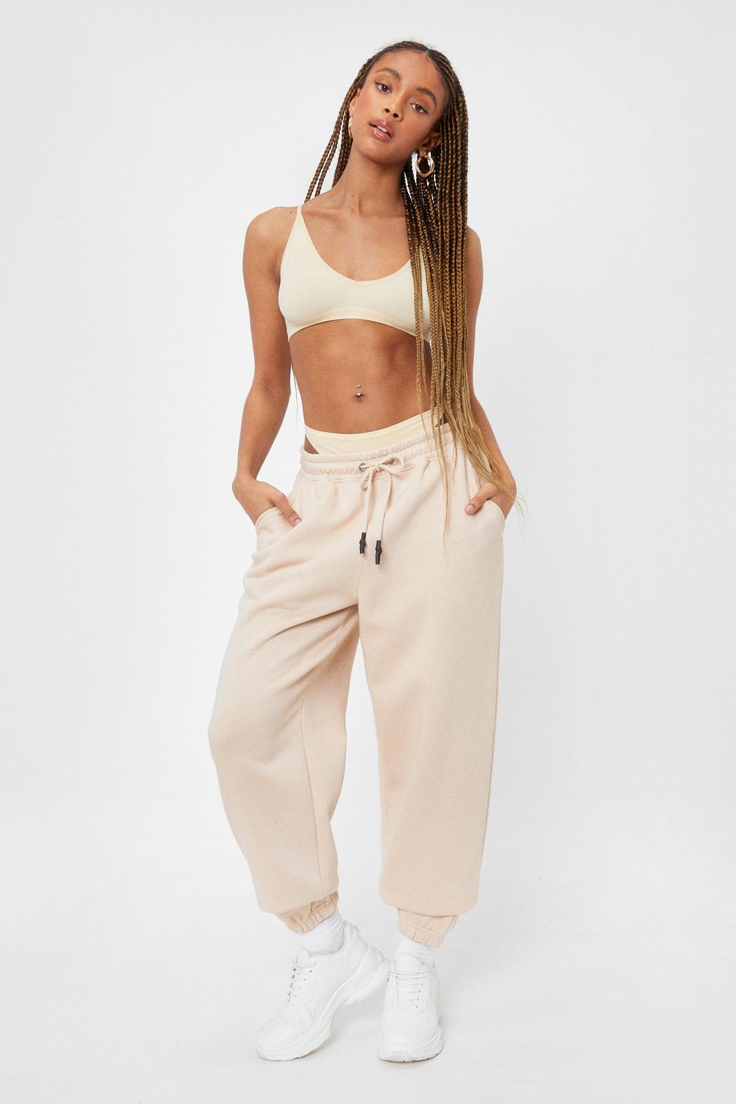 Sand Slouchy High Waisted Oversized Joggers image number 1