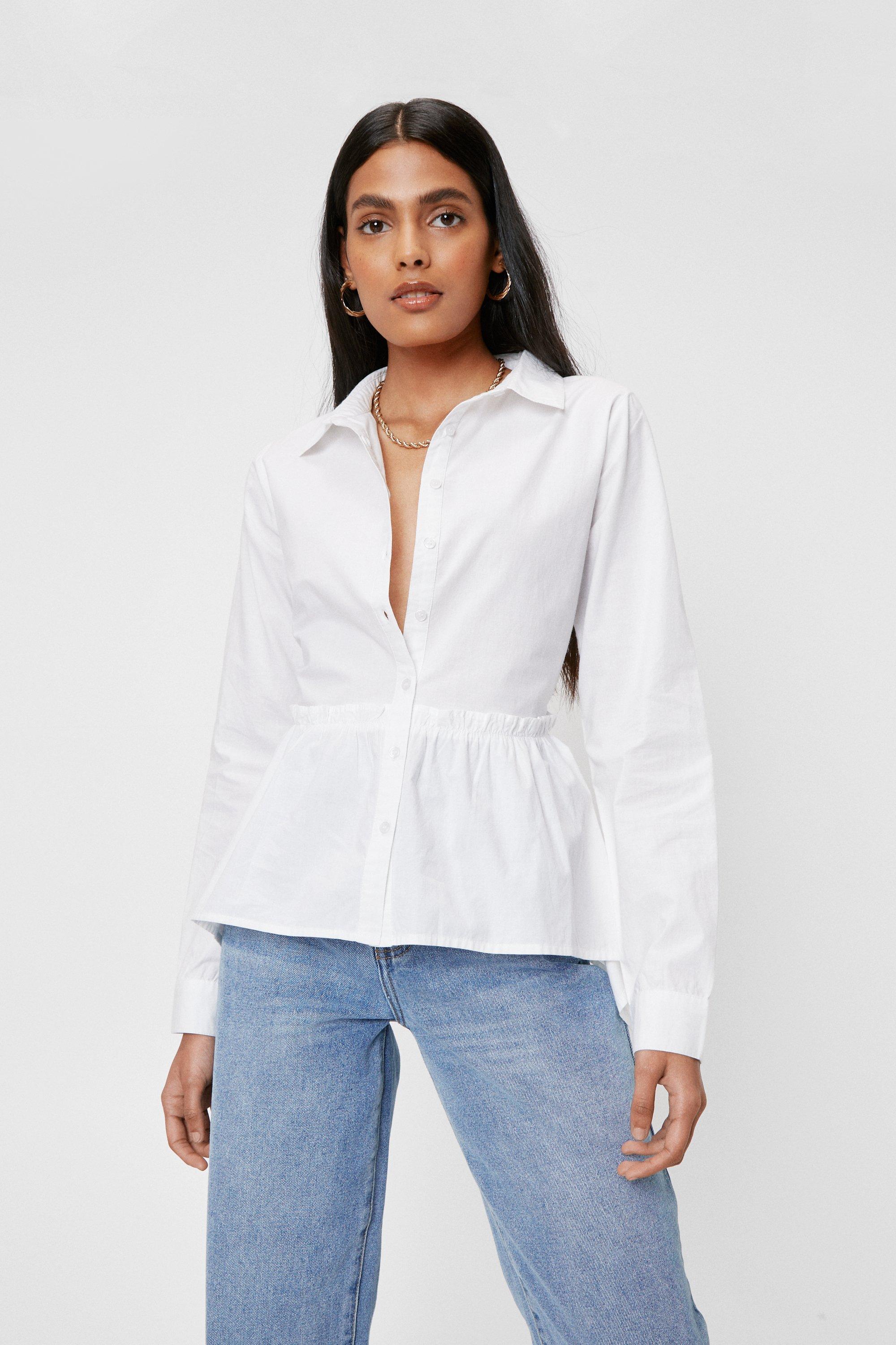 Peplum button shop down shirt