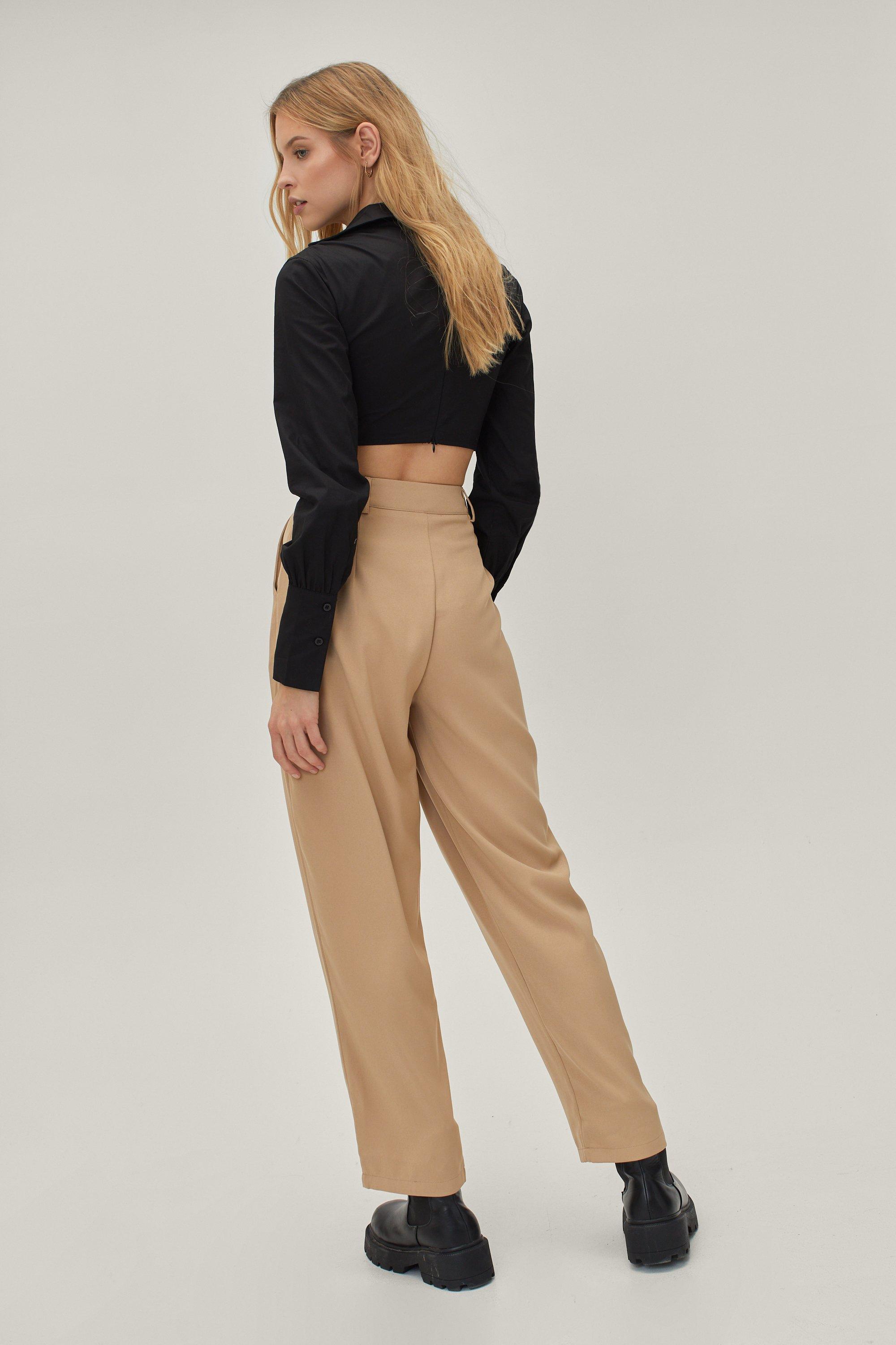 Nasty Gal Womens High Waisted Pleated Tapered Pants - ShopStyle