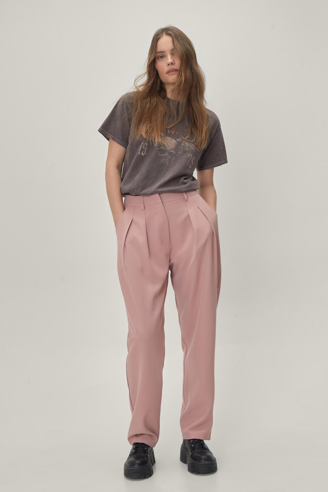 Blush Tailored High Waisted Wide Leg Trousers image number 1