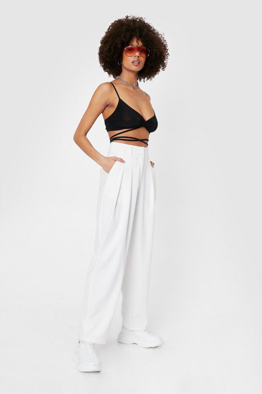 Pleated Tailored High Waisted Wide Leg Pants