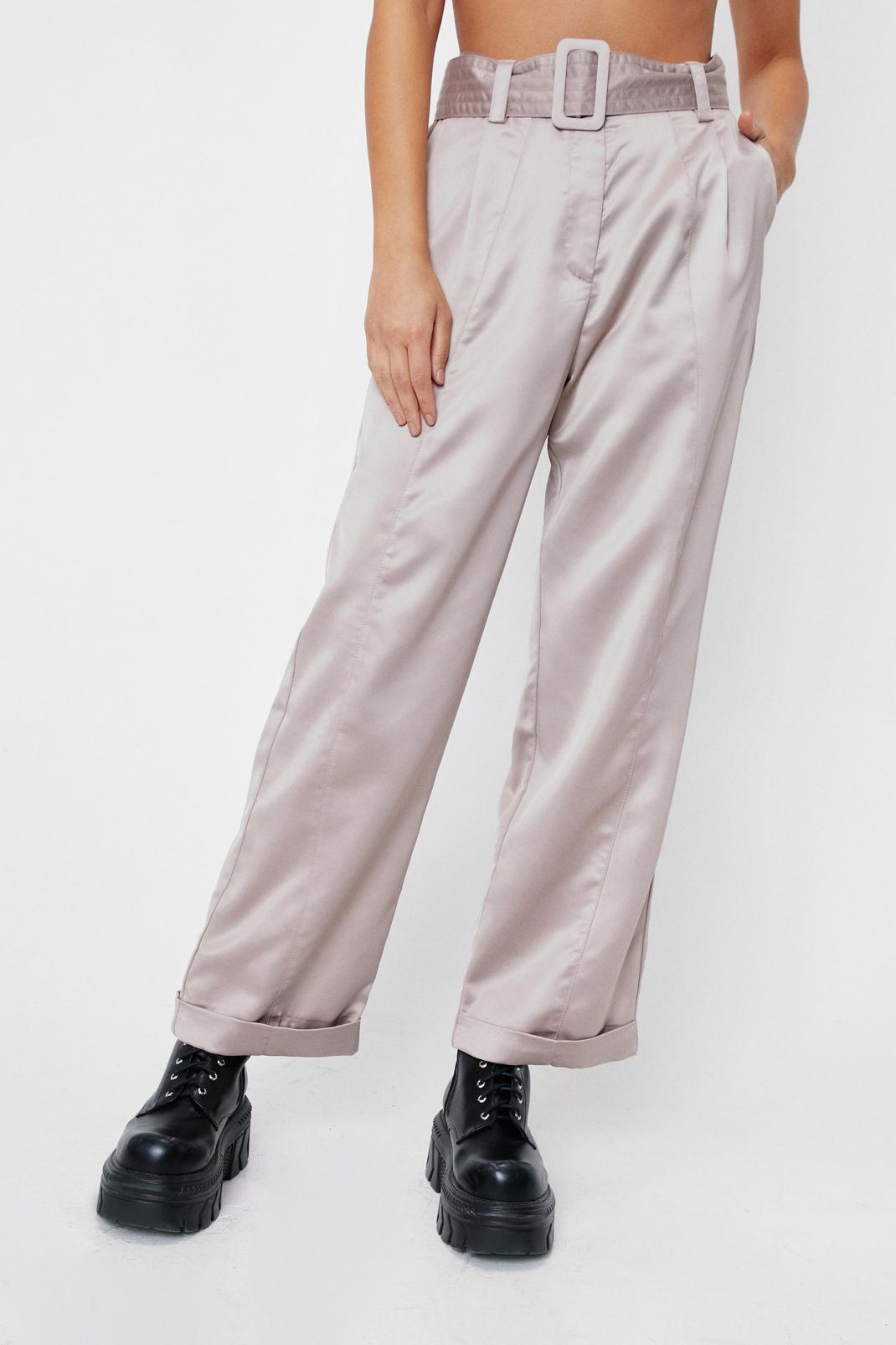 508 Satin High Waisted Belted Trousers image number 2