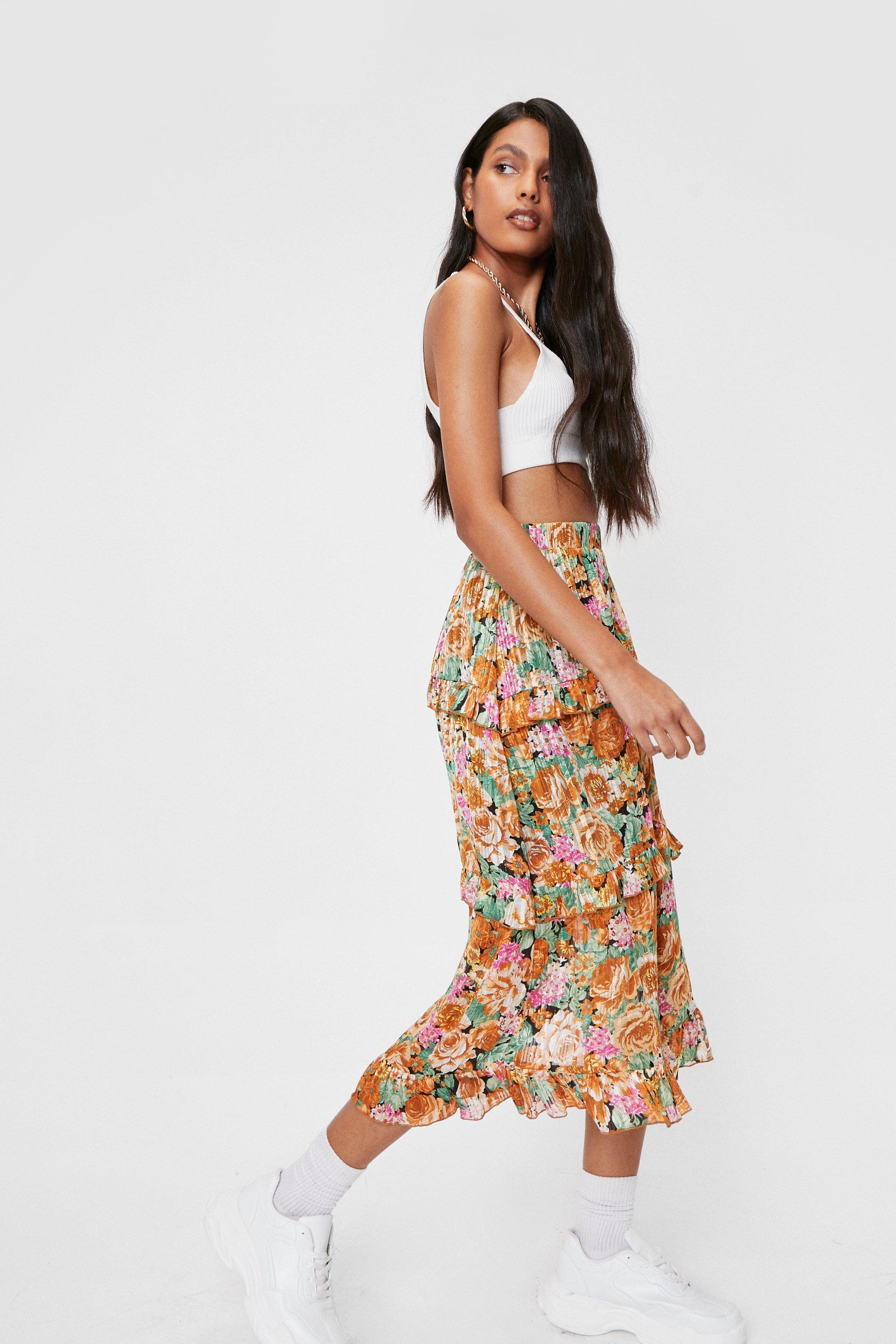 Jupe midi fleuri hotsell