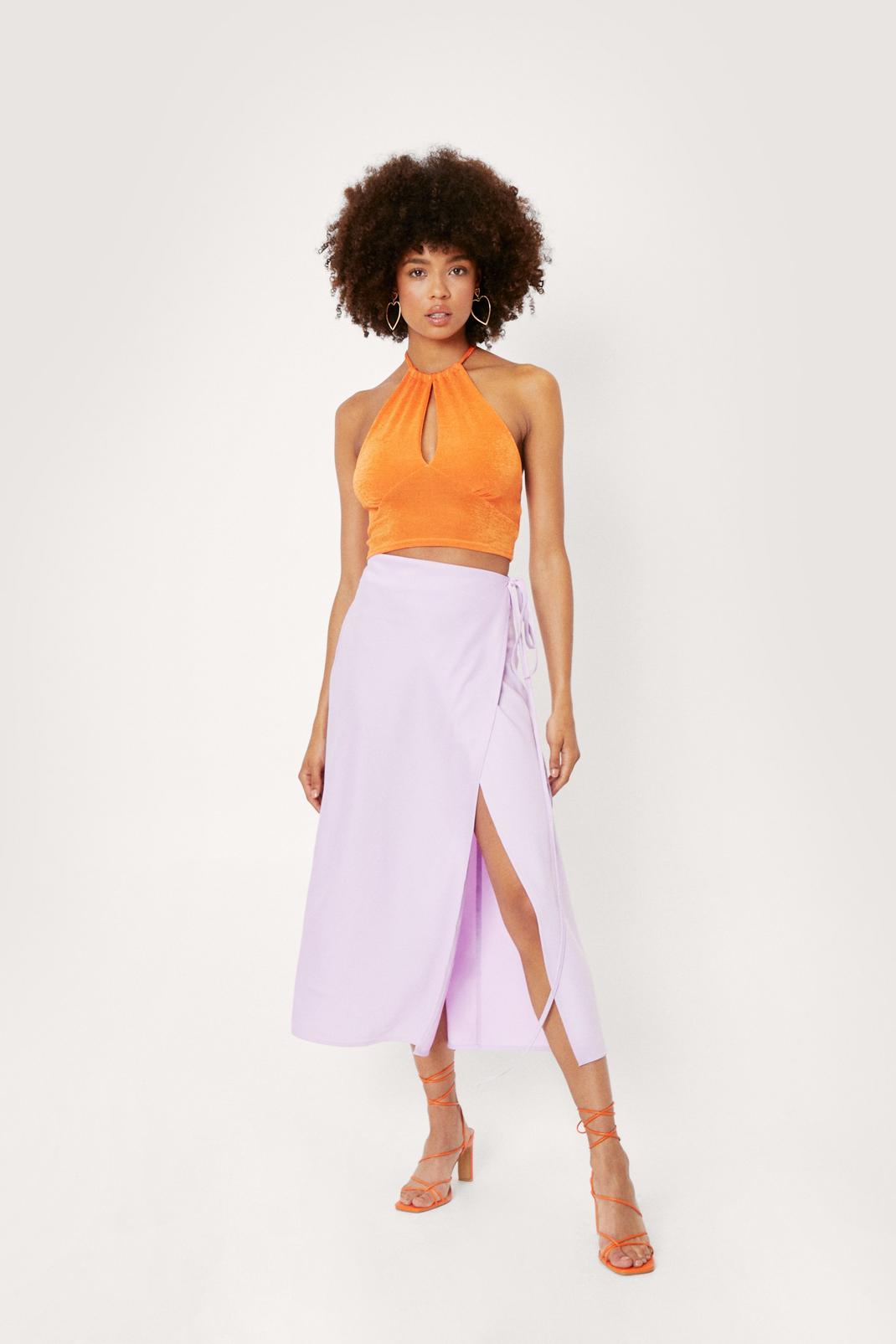 137 Strappy Satin High Waisted Midi Skirt image number 2
