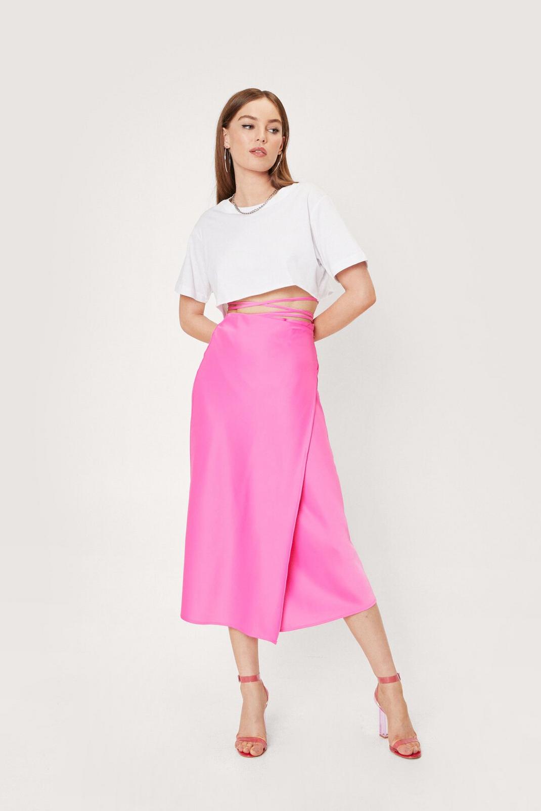 155 Strappy Satin High Waisted Midi Skirt image number 2