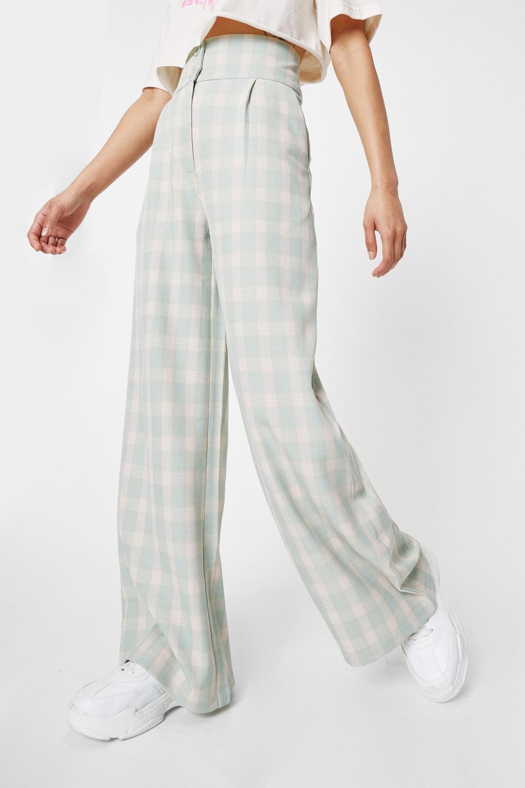 209 Petite Check Loose Wide Leg Trousers image number 2