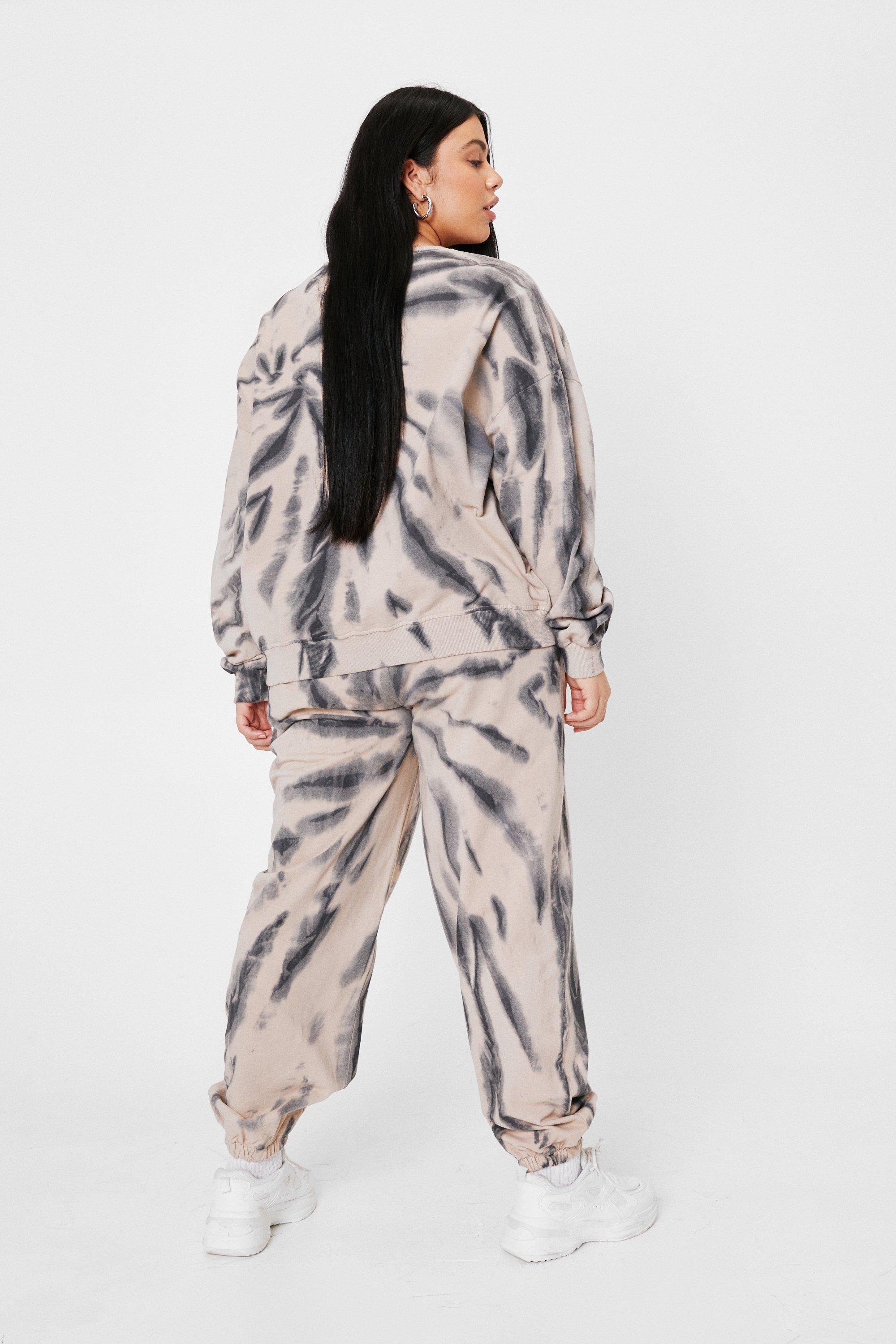 Plus Size Tie Dye Print Sweatshirt and Jogger Set