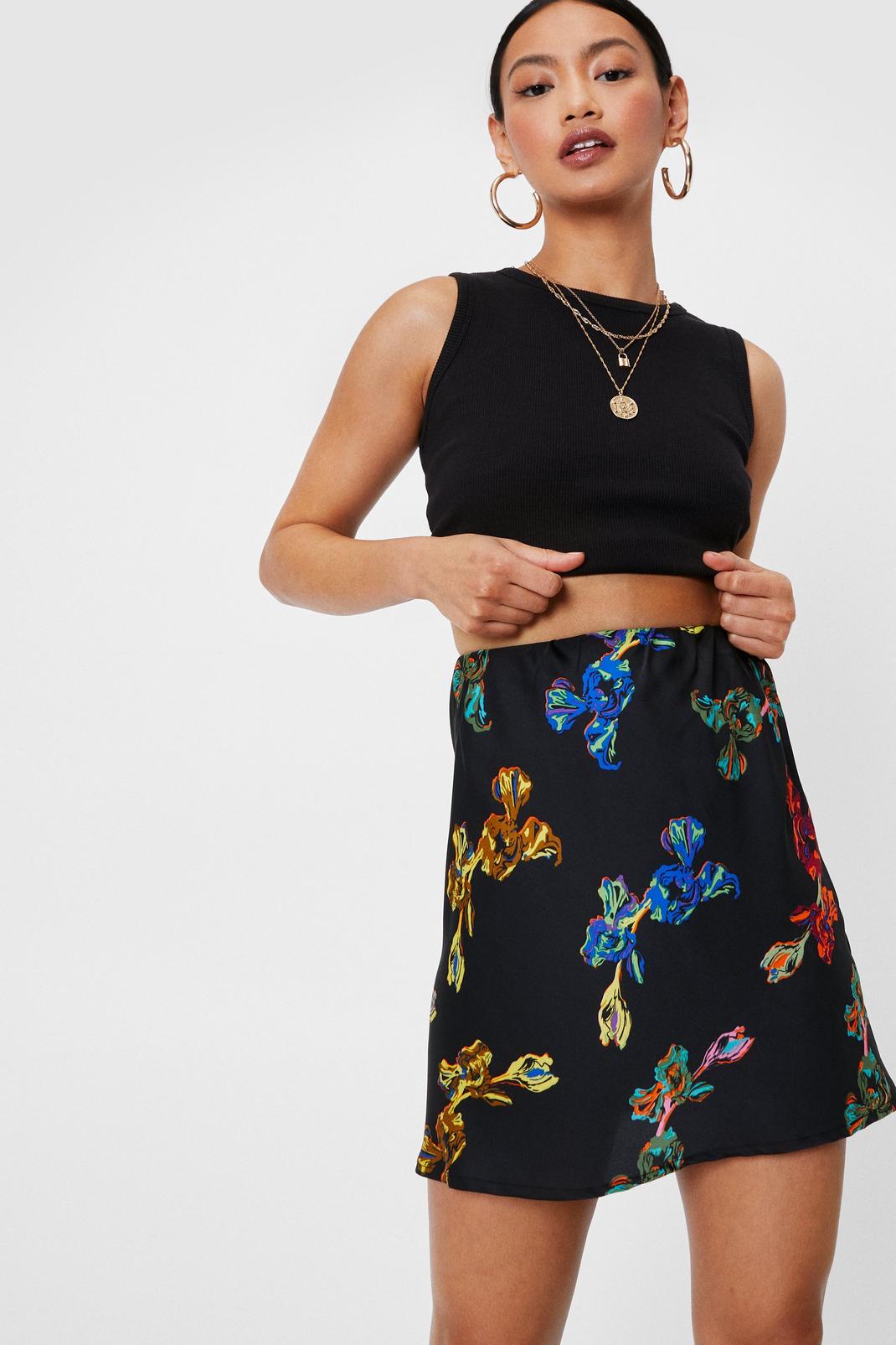 Petite Floral Print High Waisted Mini Skirt | Nasty Gal