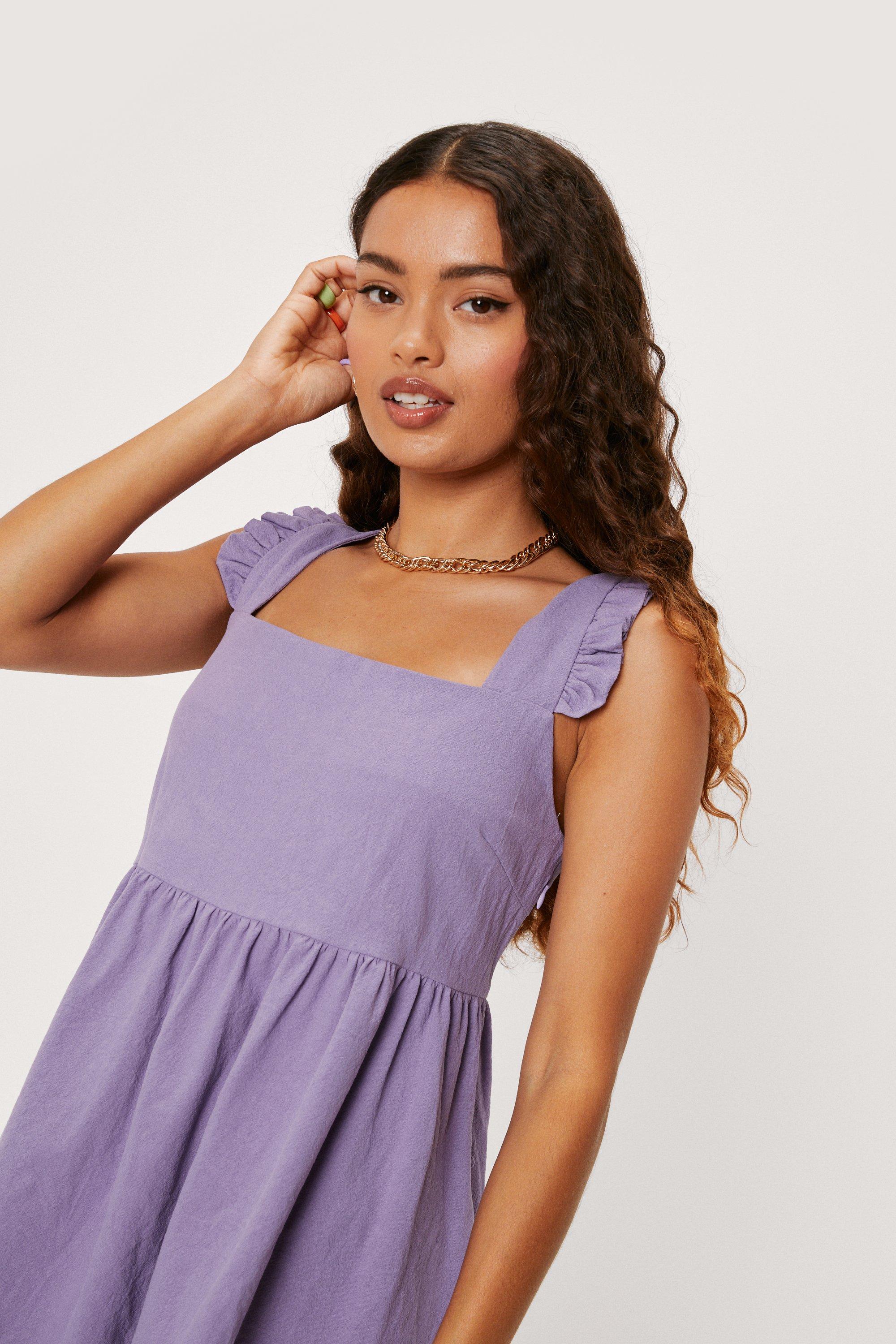 Petite Ruffle Square Neck Smock Dress
