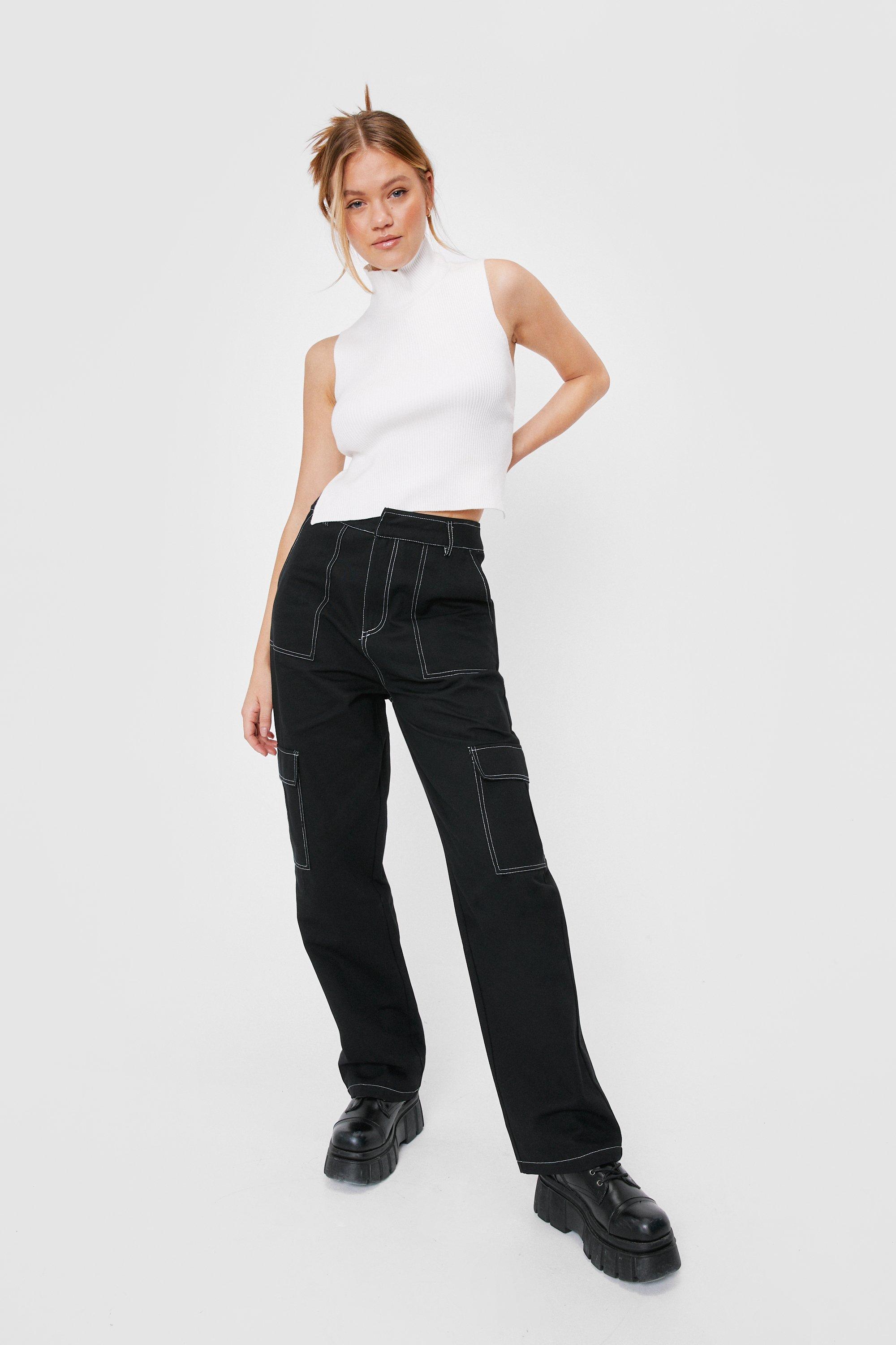 cargo trousers contrast stitch