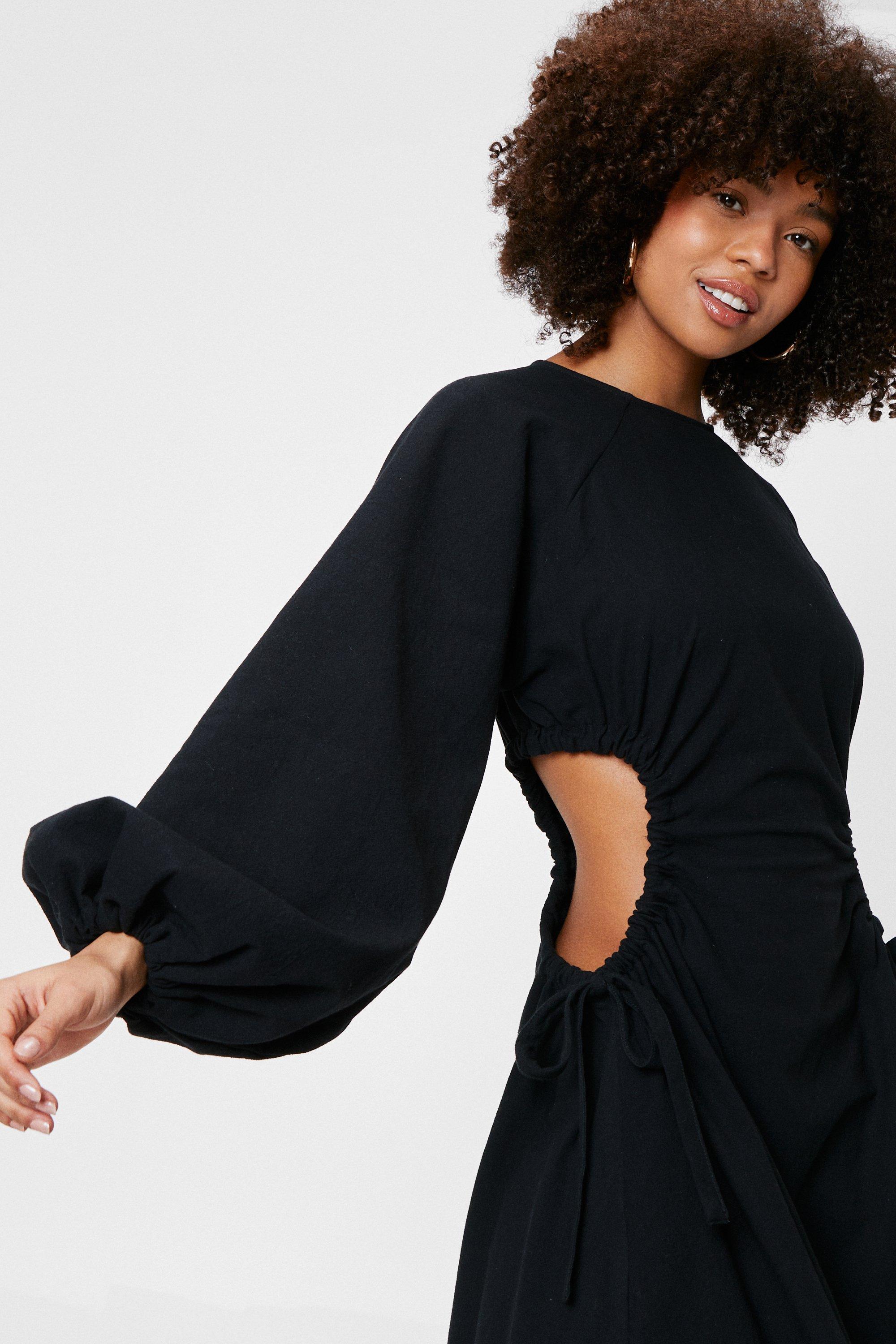 kai cut out balloon sleeve dress