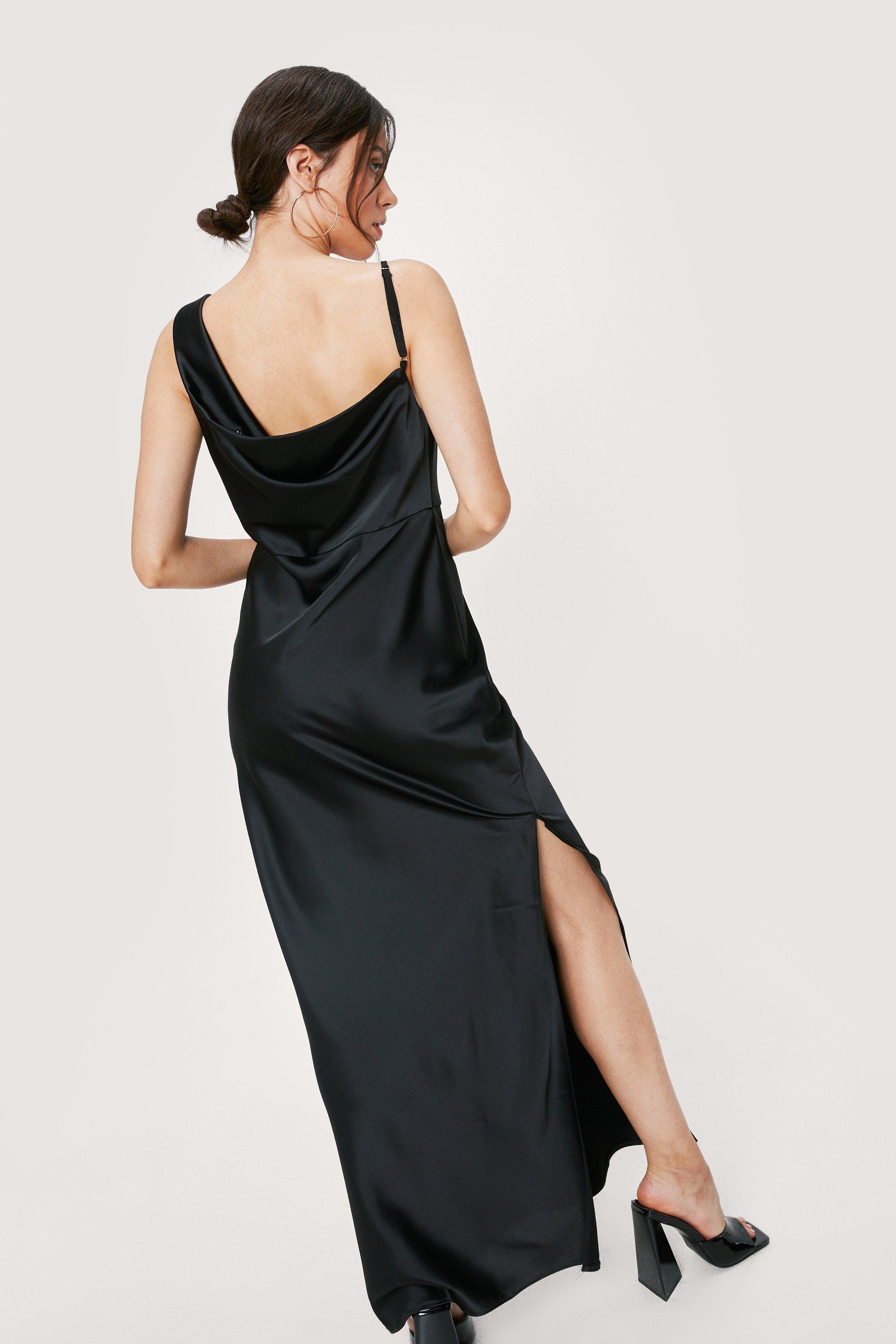 Satin draped best sale maxi dress