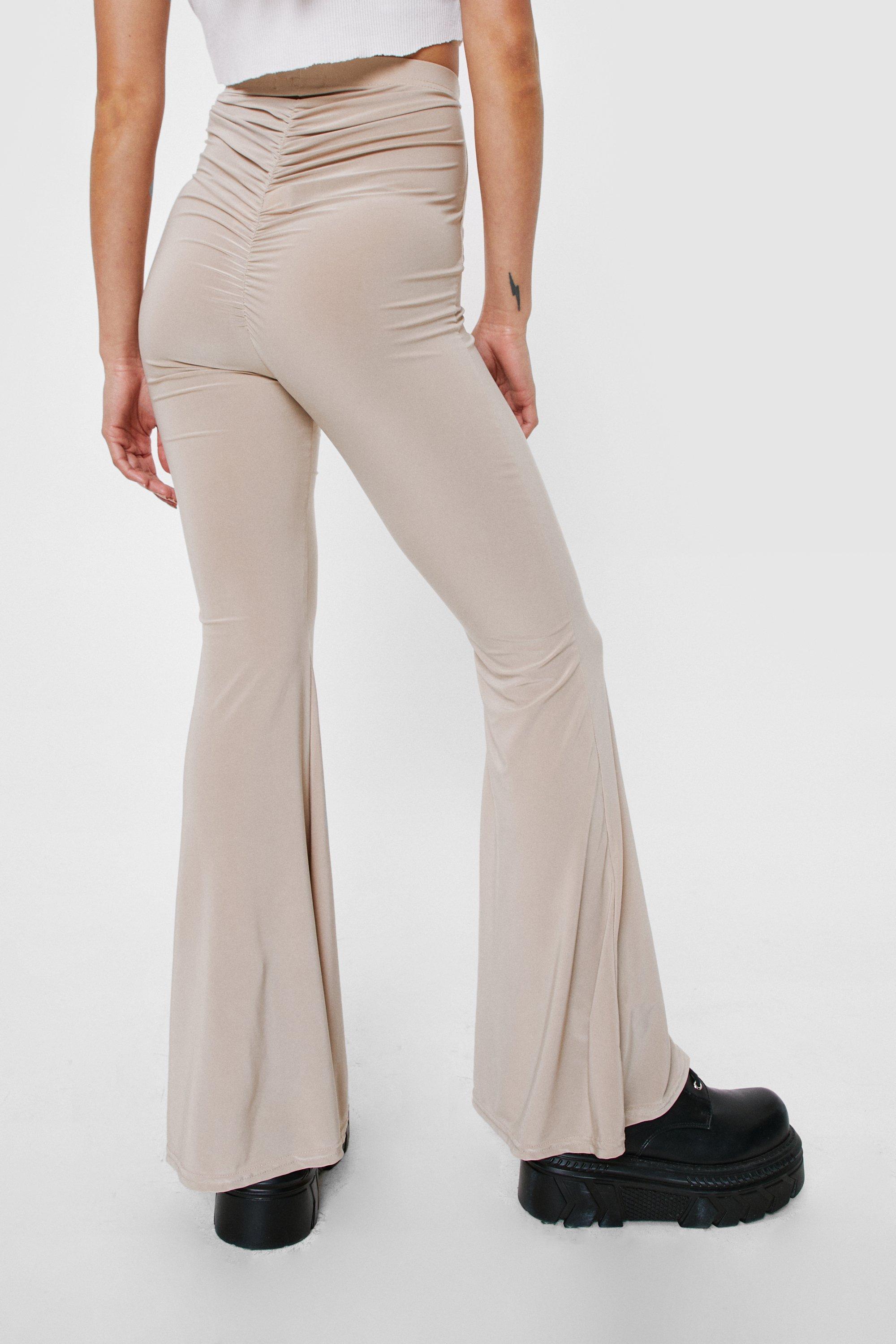 Ruched Flare Leg Trousers  Flare leg pants, Pants for women