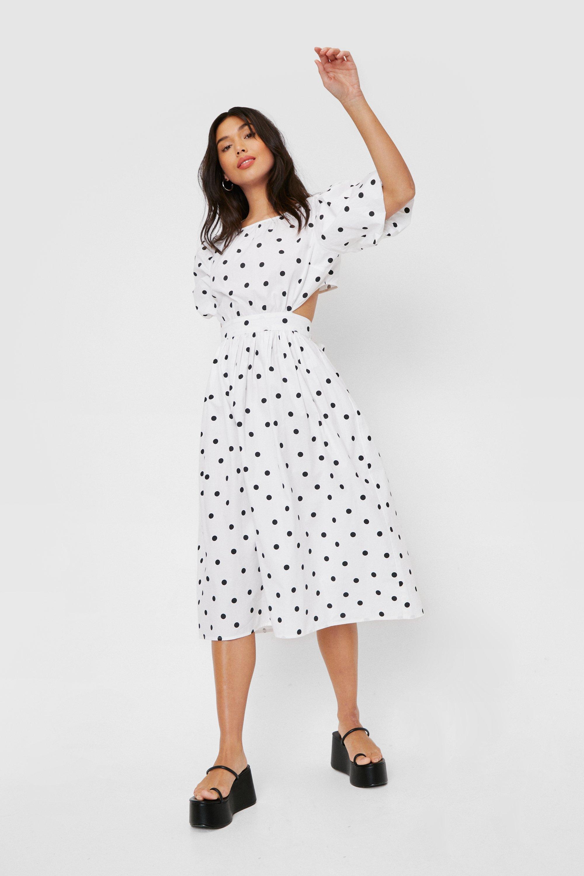 Polka Dots Open Back Dress (navy-Mサイズ) | gulatilaw.com