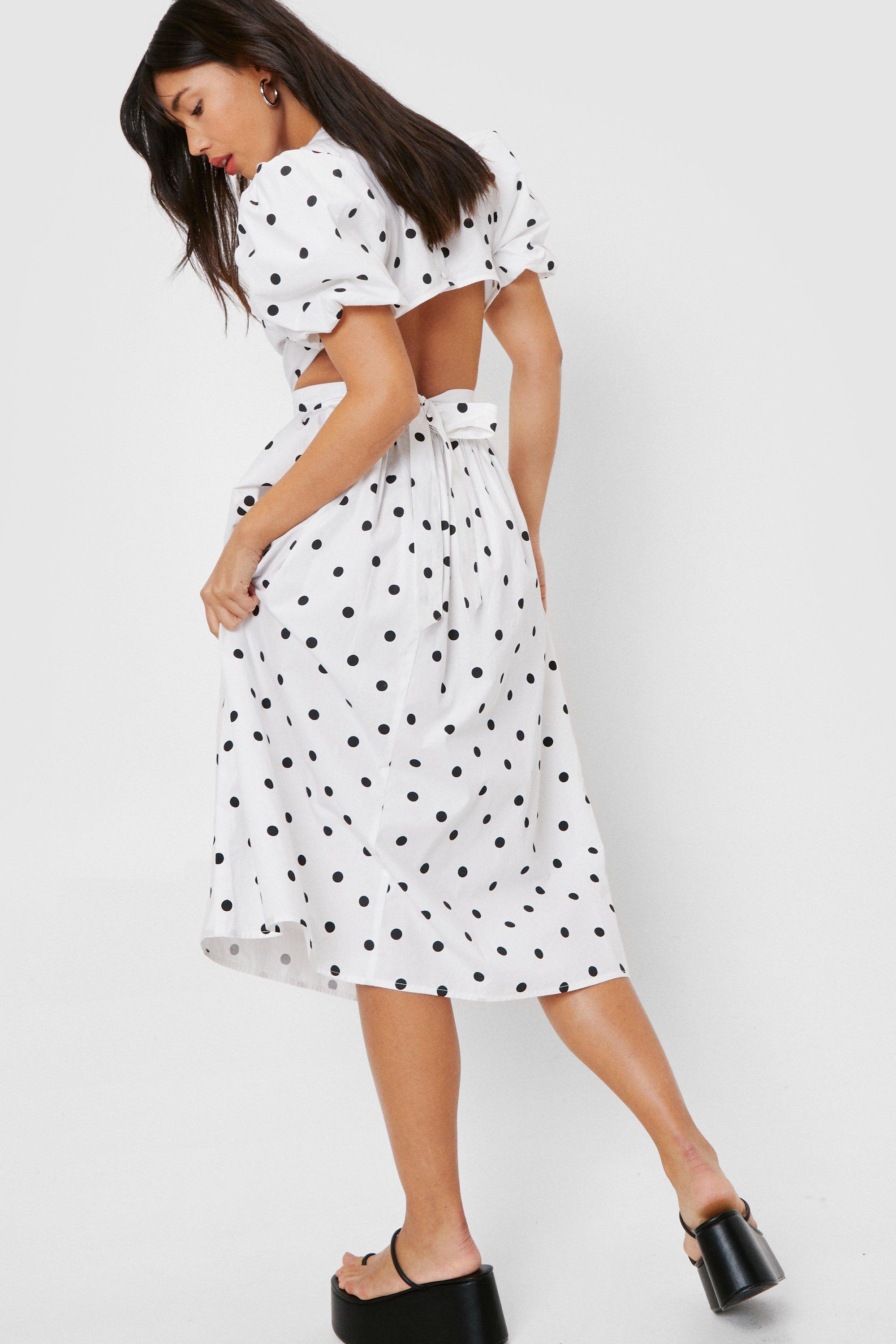 herlipto polka dot open back dress | vrealitybolivia.com