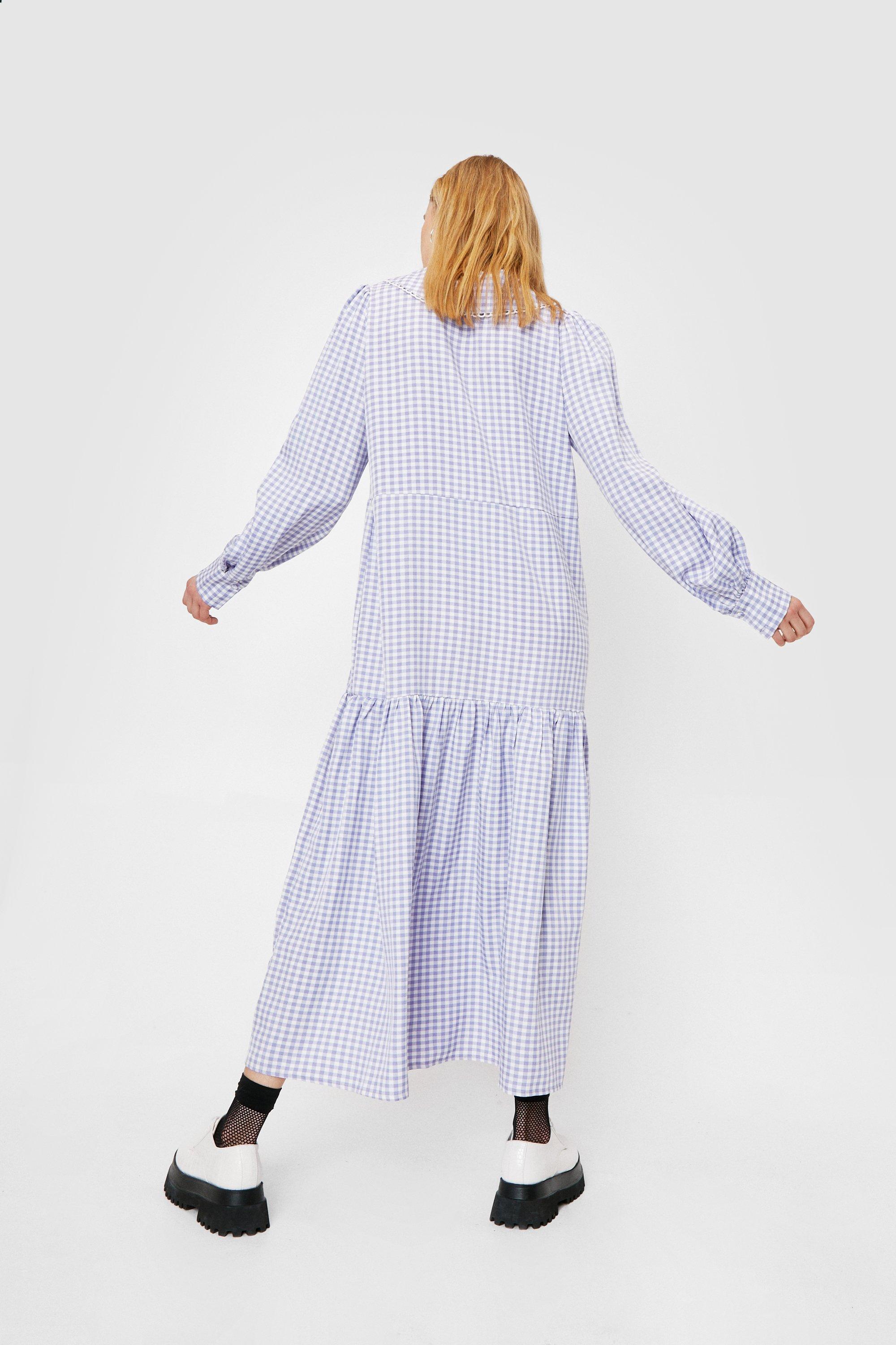 Gingham long sleeve outlet dress