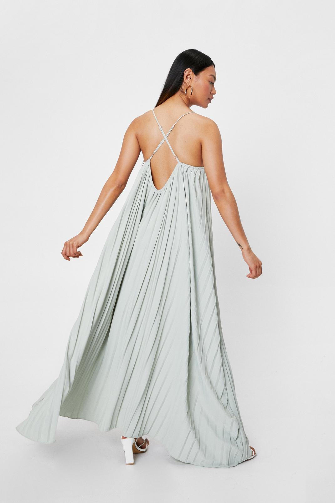 Sage Petite Pleated Strappy Maxi Dress image number 1