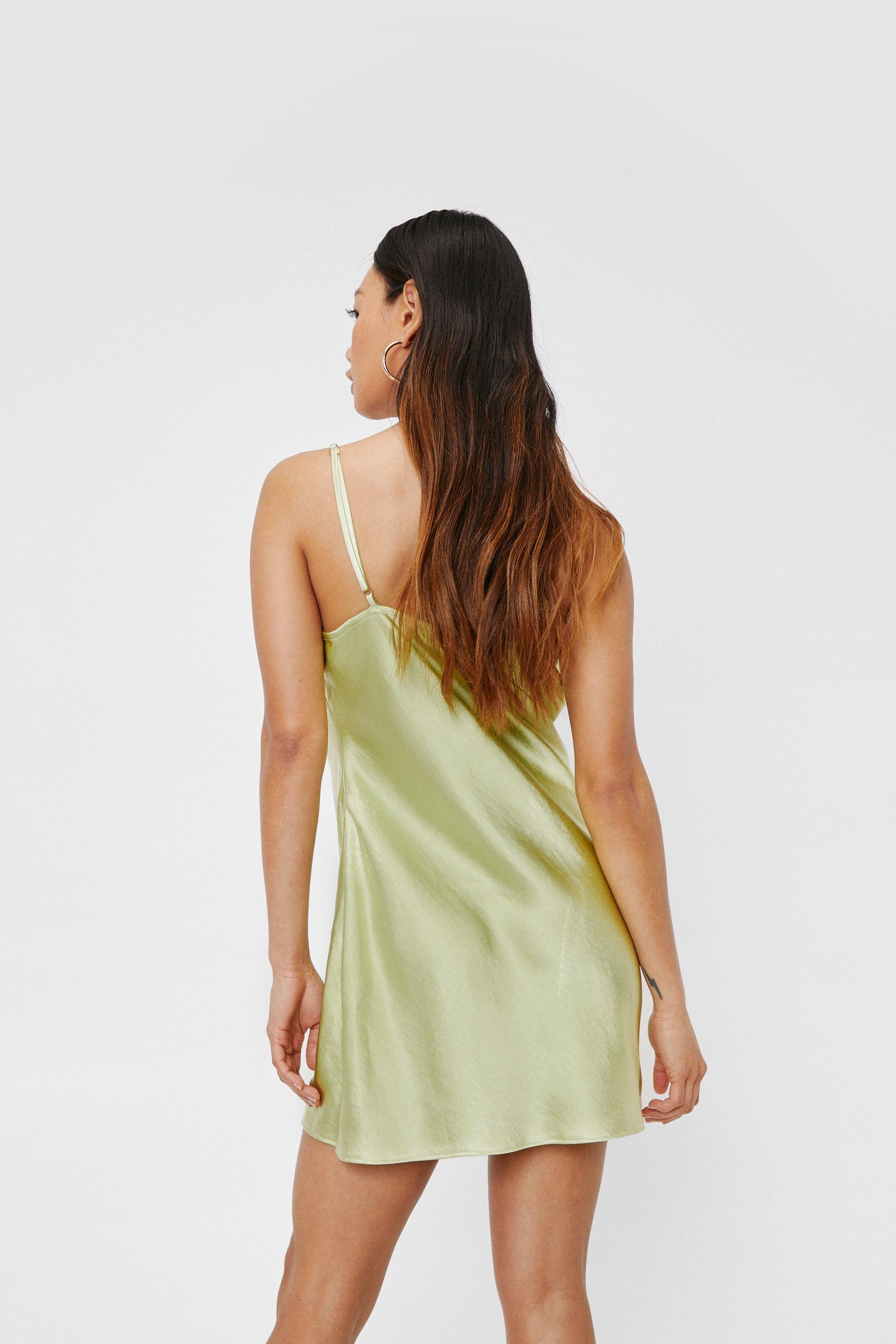 Petite Cowl Neck Satin Mini Slip Dress