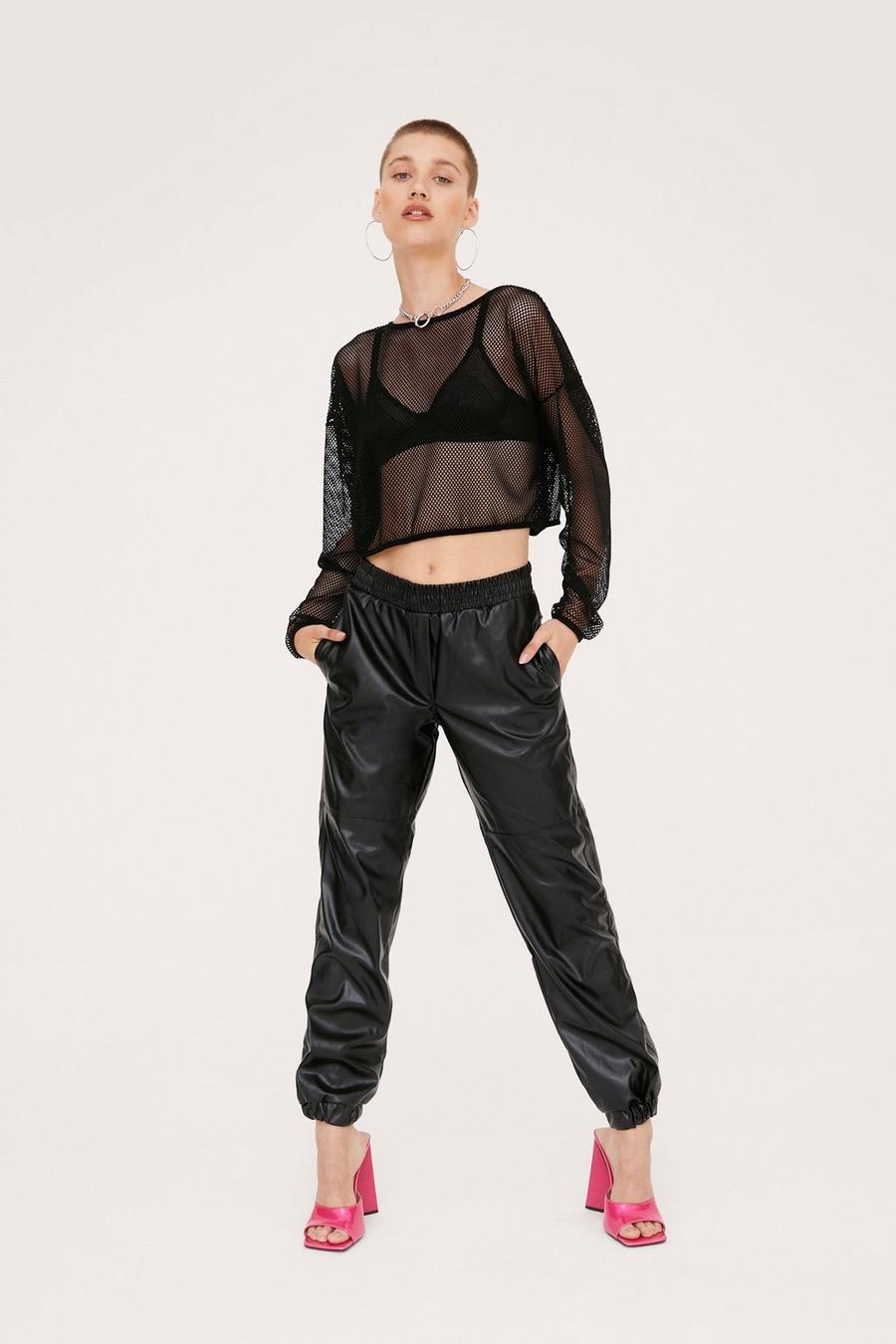 Faux Leather High Waisted Joggers
