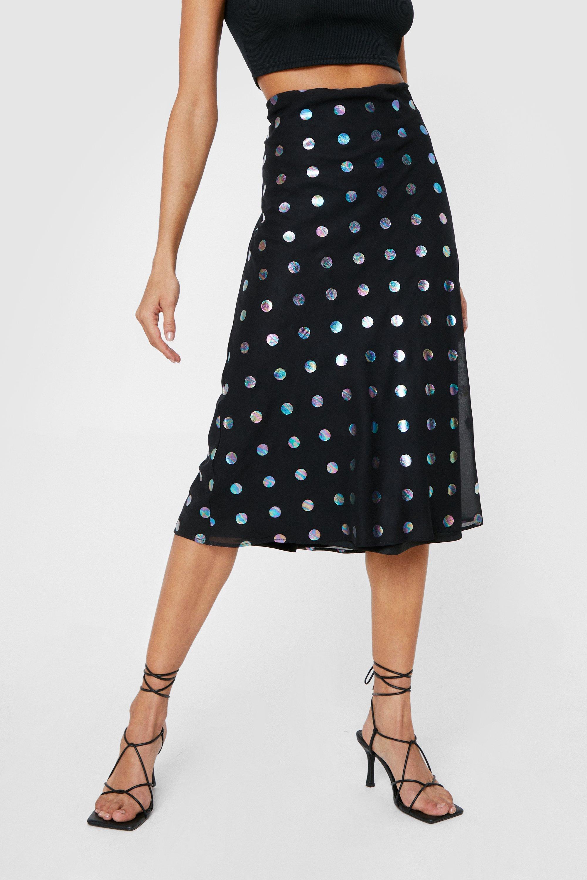 Polka dot bias outlet cut skirt