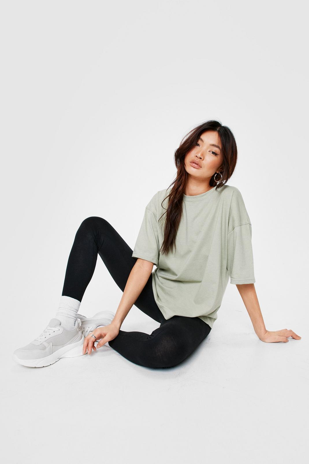 Sage Work It Out Oversized Crew Neck Tee image number 1