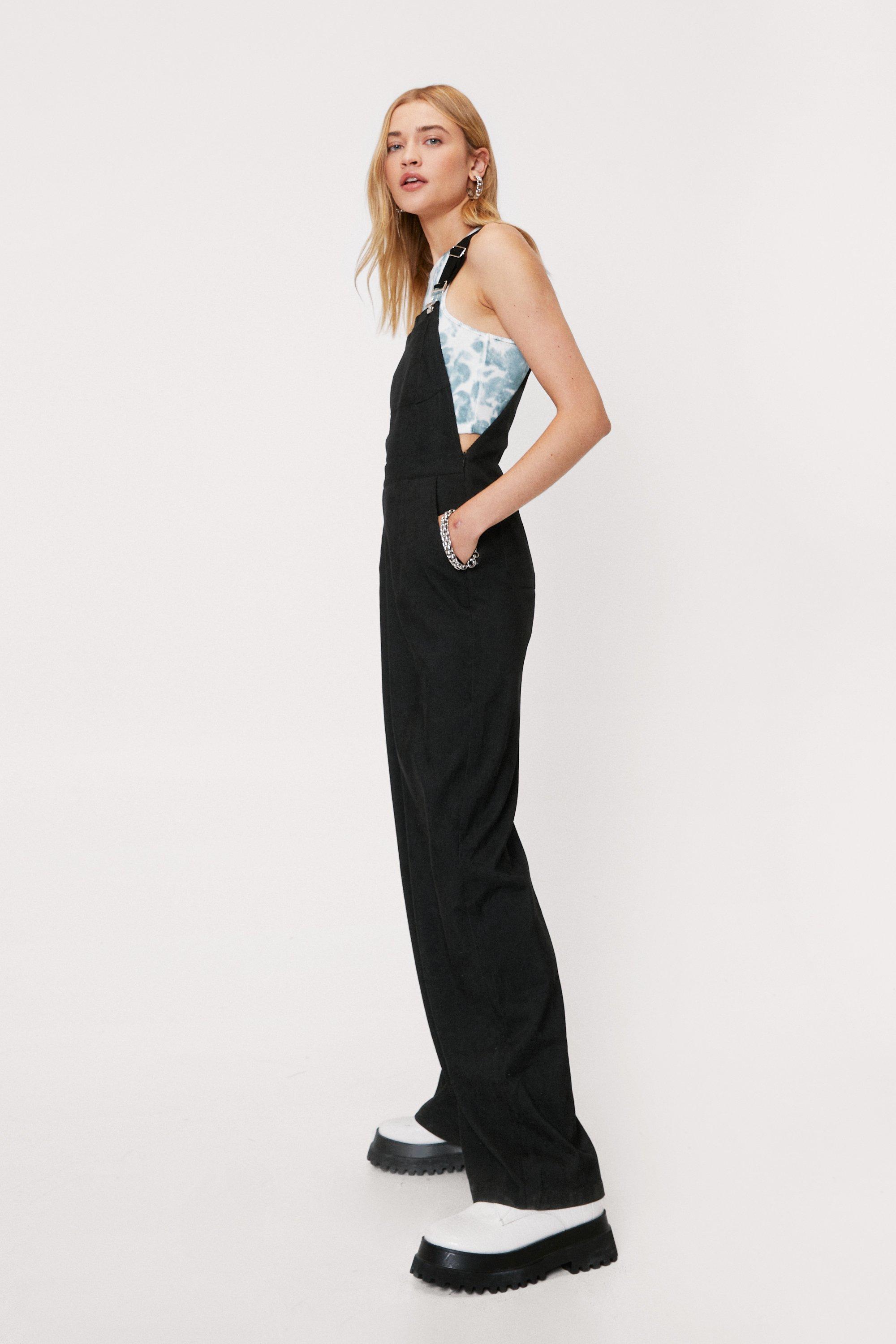 Black wide hot sale leg dungarees