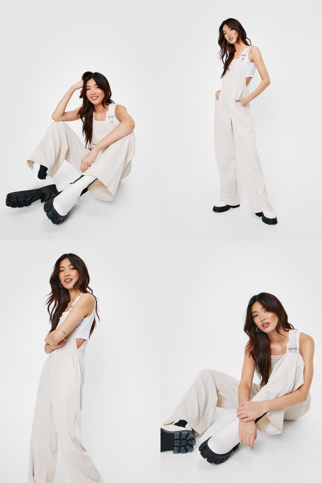Stone Corduroy Relaxed Wide Leg Overalls image number 1