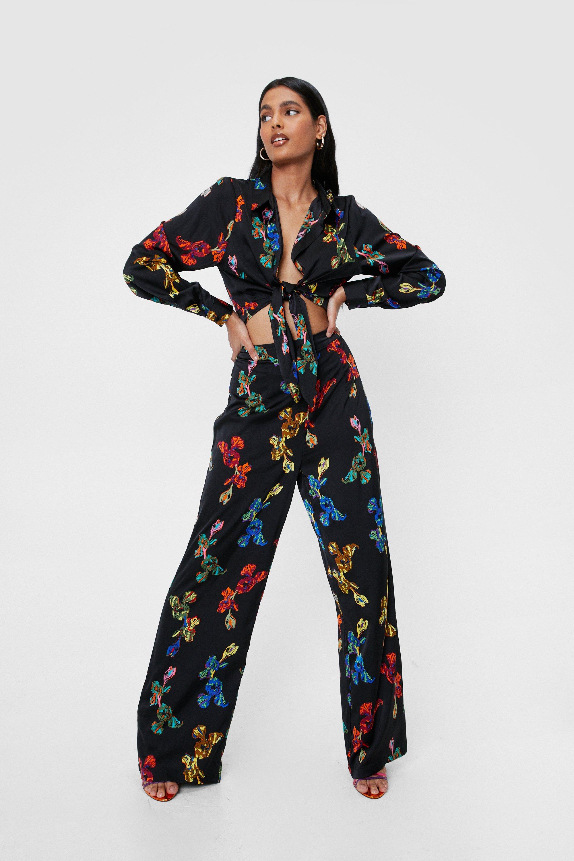 high waisted floral trousers