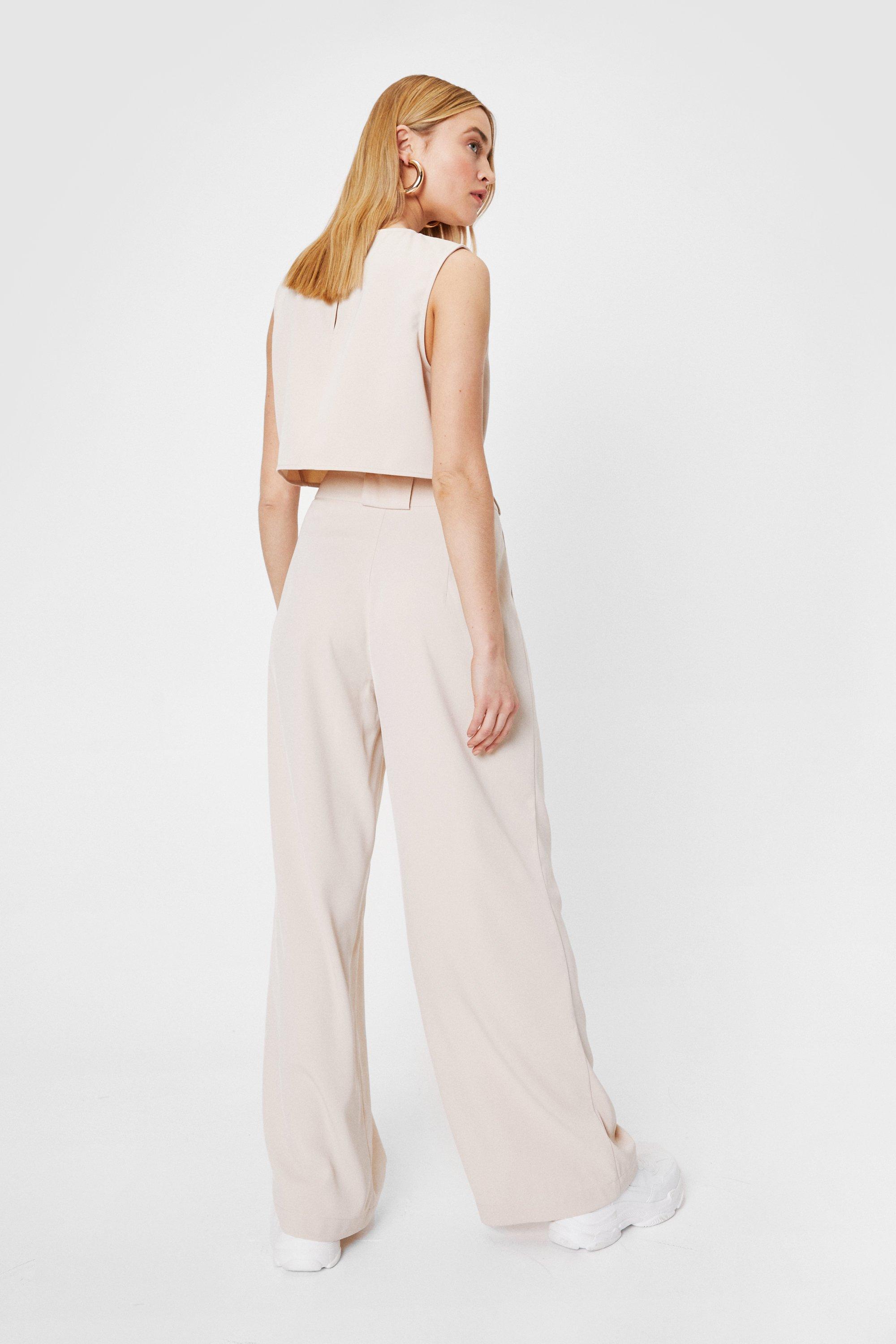 High Waisted Pleated Wide Leg Pants