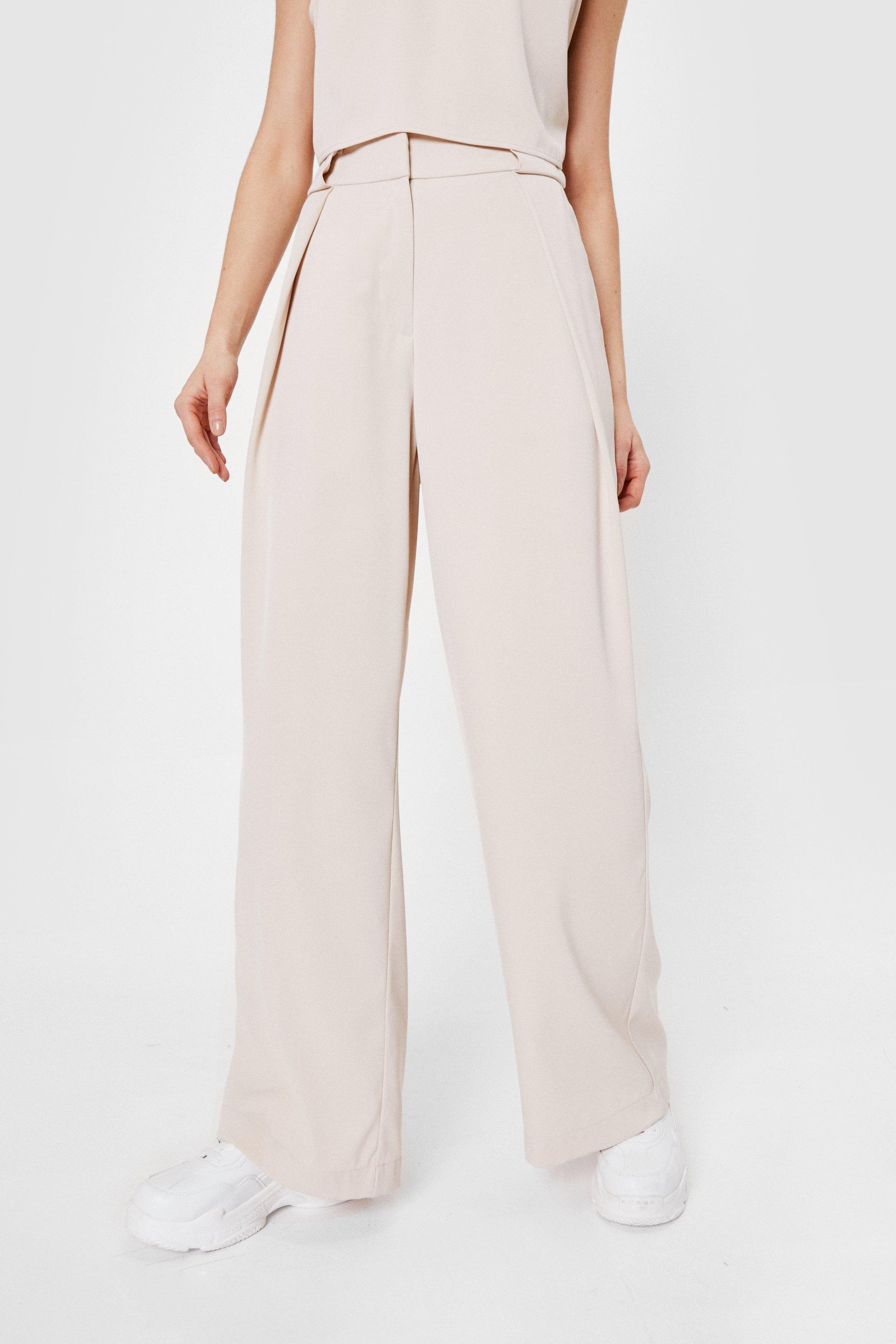 Nasty Gal Womens Petite Plisse High Waisted Flare Pants - ShopStyle