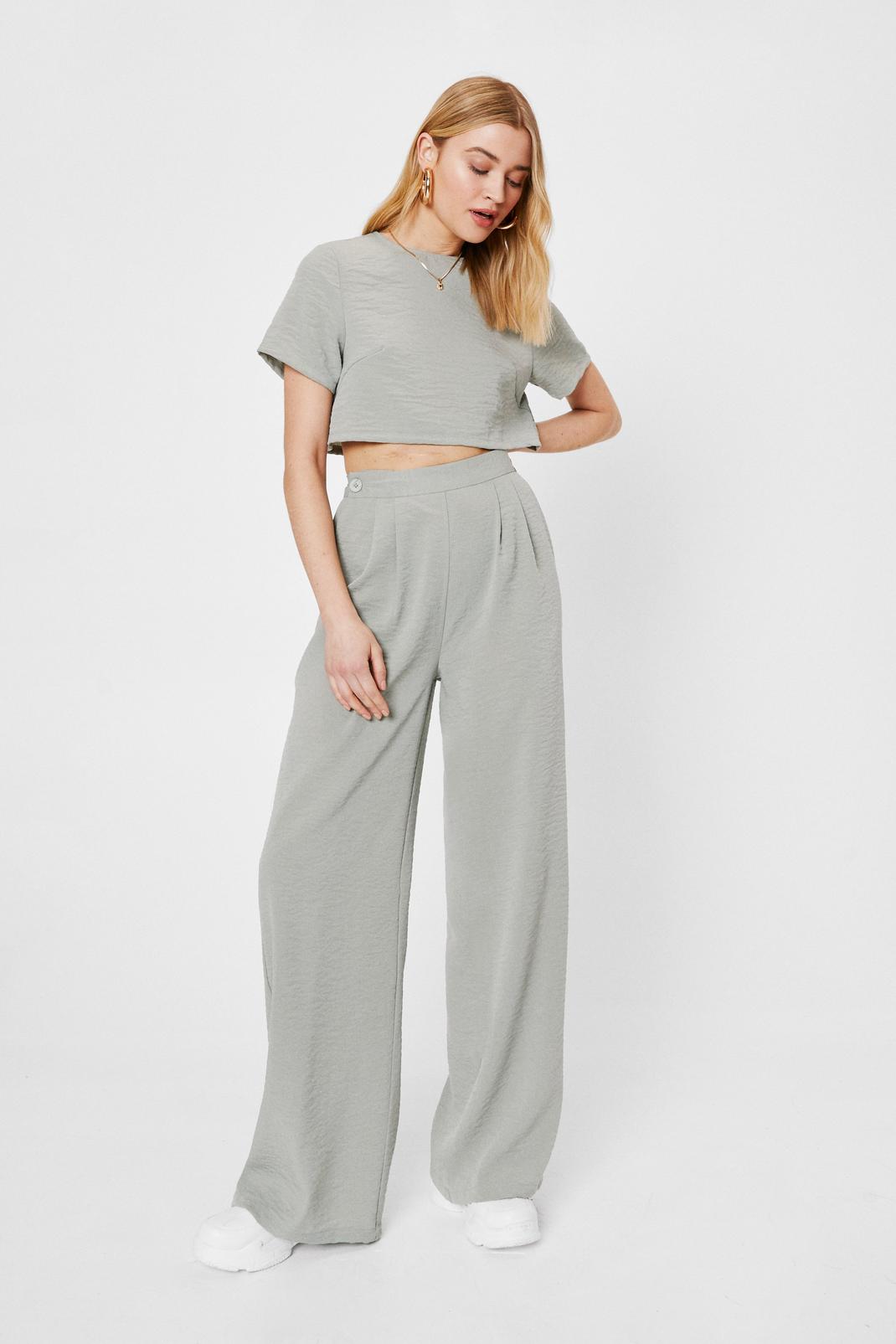 209 Linen Look Pleated Front Wide Leg Trousers image number 2