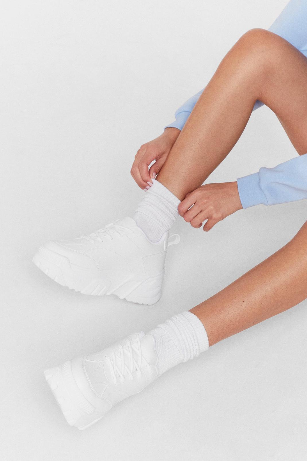 White Kickin' It Sole-o Chunky Lace-Up Sneakers image number 1
