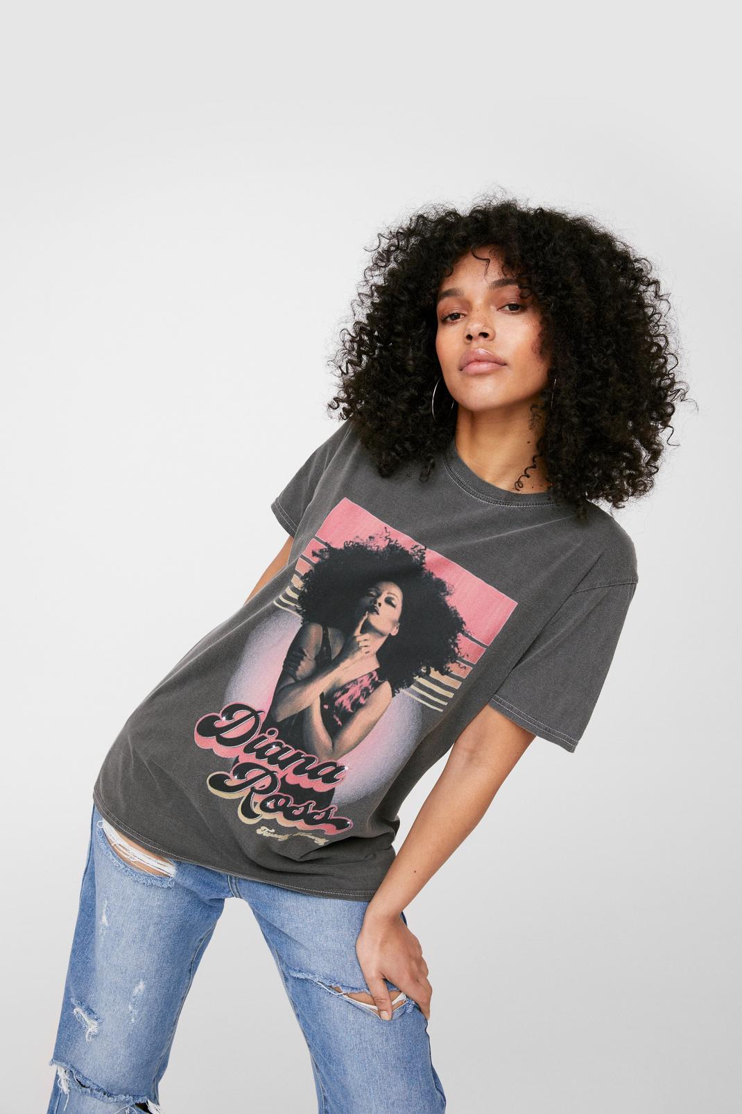 Charcoal Diana Ross Graphic Band T-Shirt image number 1