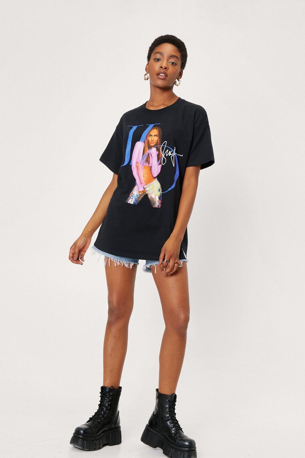 Black Jennifer Lopez Graphic Band T-Shirt image number 1