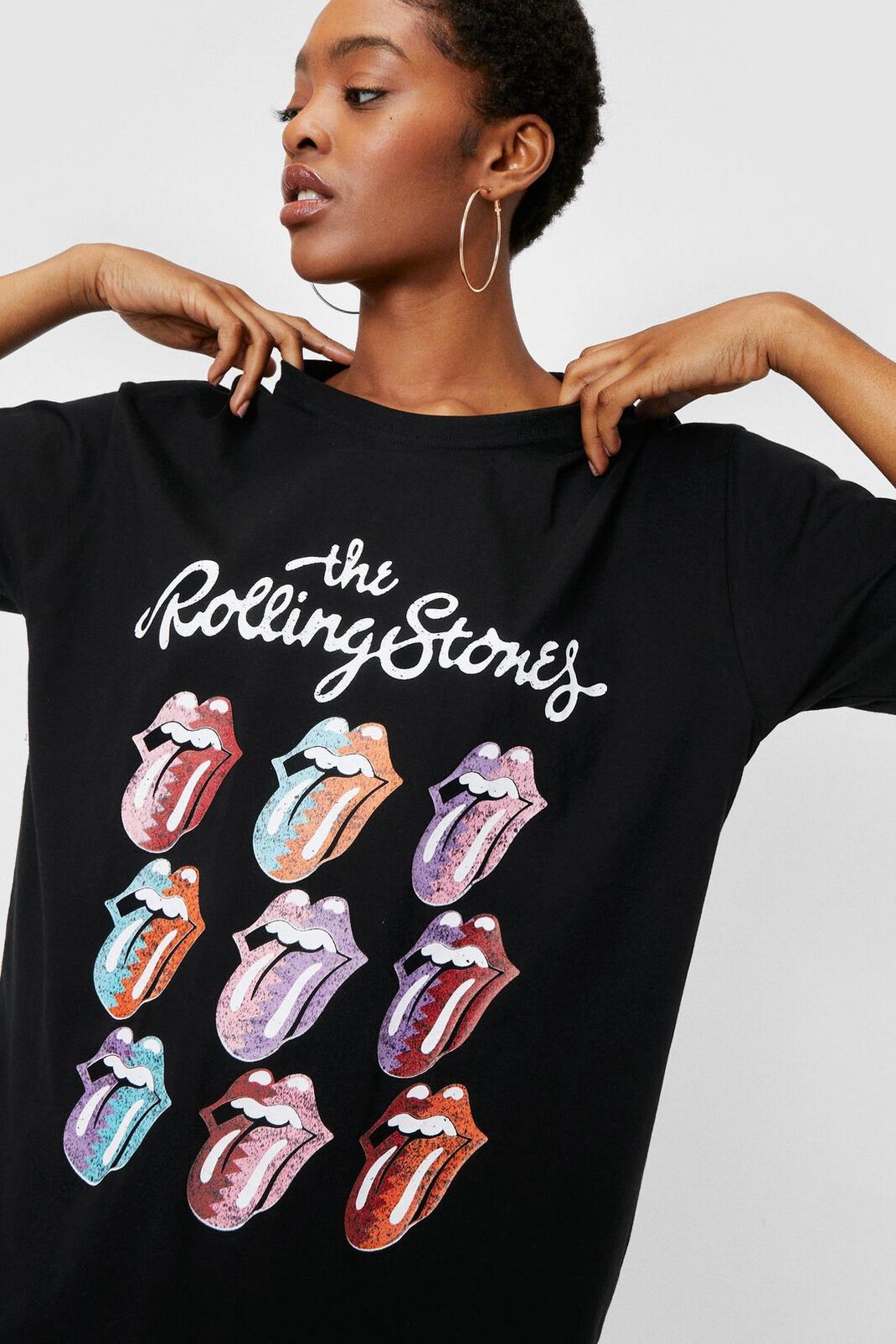 Robe t-shirt ample à impressions The Rolling Stones, Black image number 1