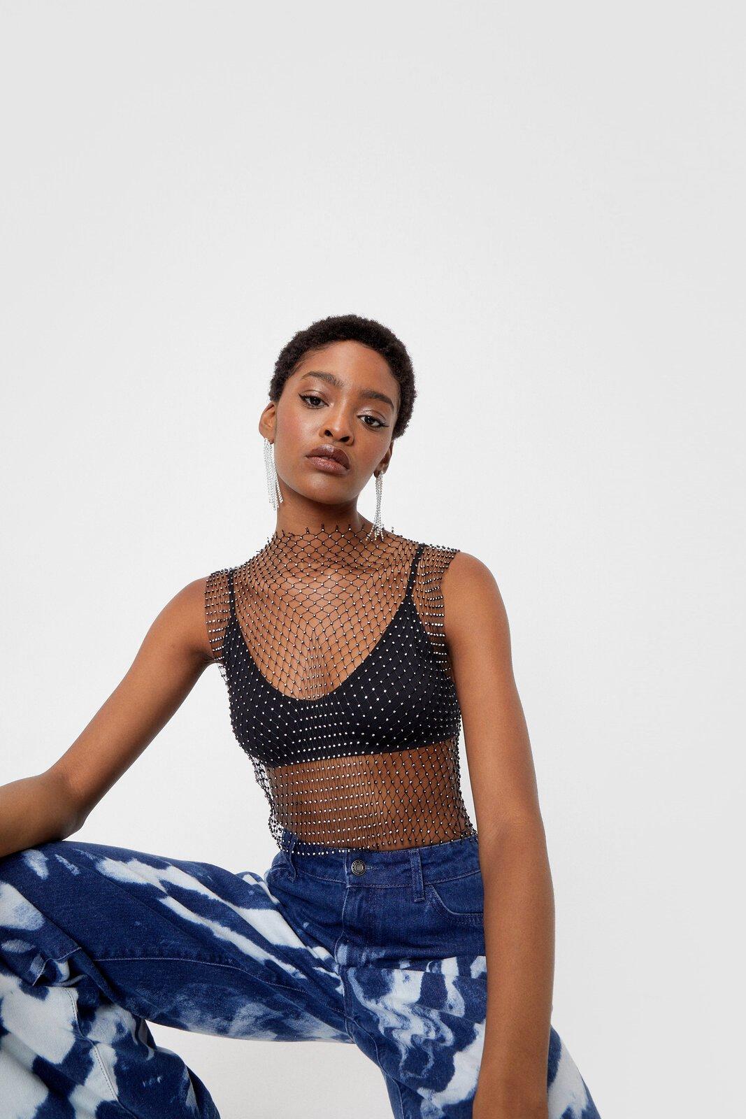 Gcds fishnet best sale crop top