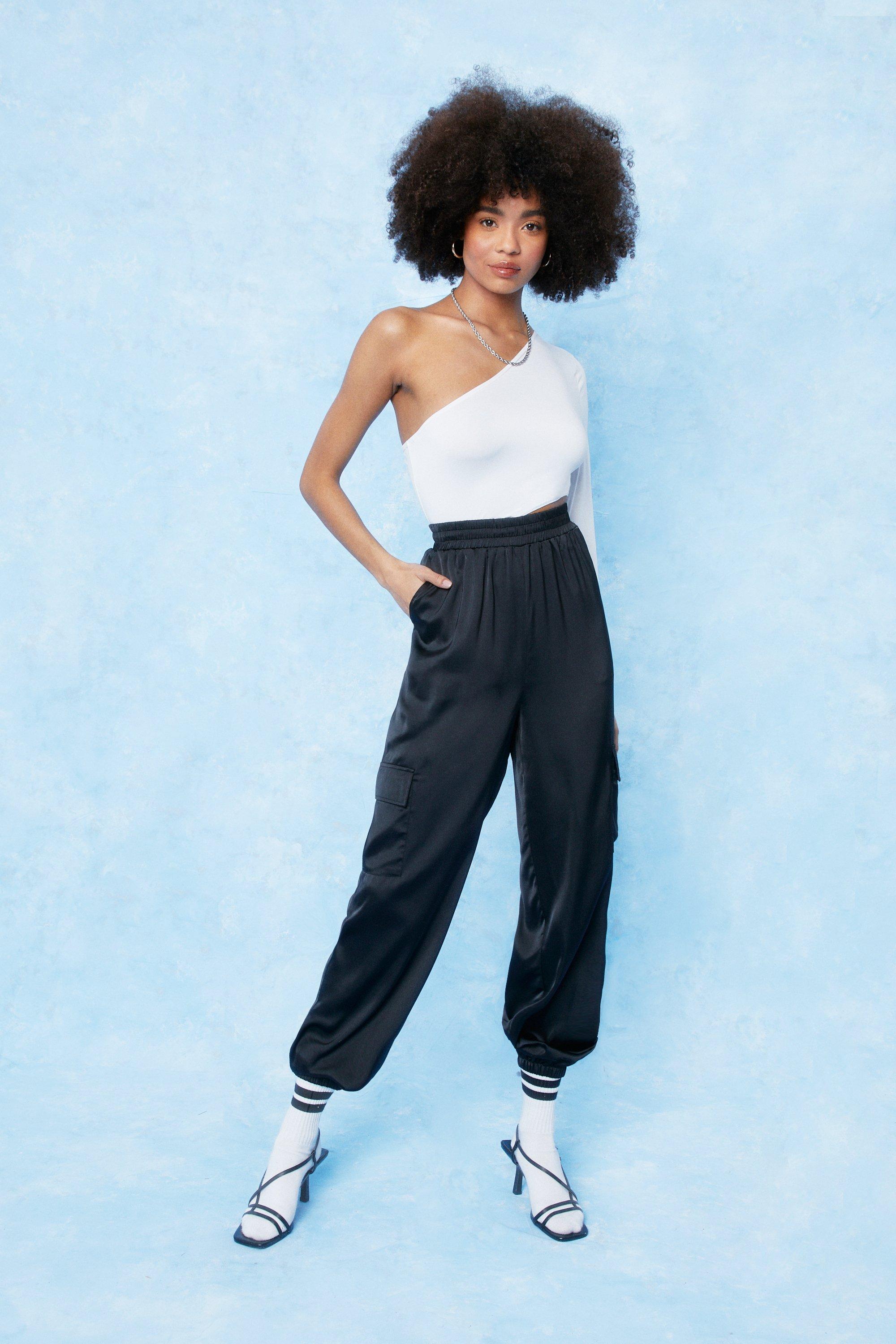 Satin High Waisted Utility Joggers