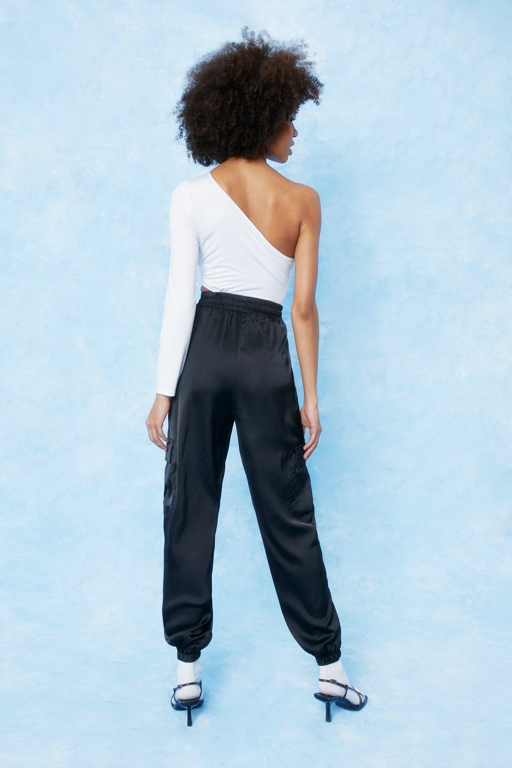 Satin High Waisted Utility Joggers