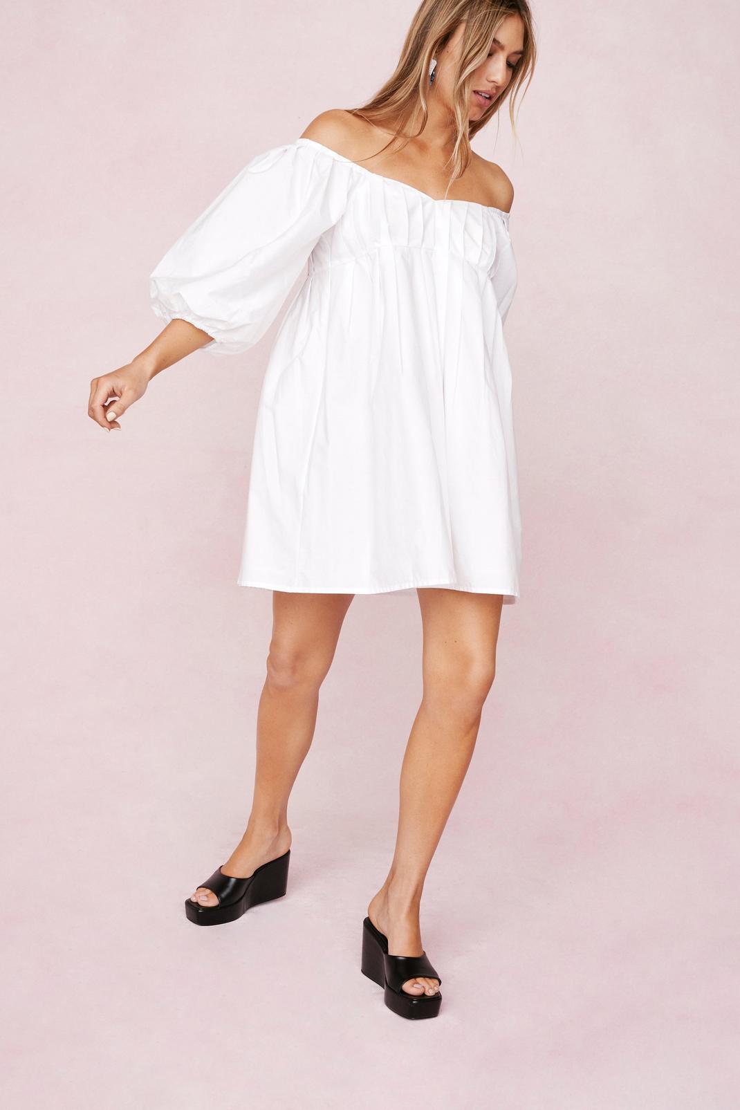Puff Sleeve Off the Shoulder Mini Dress image number 1