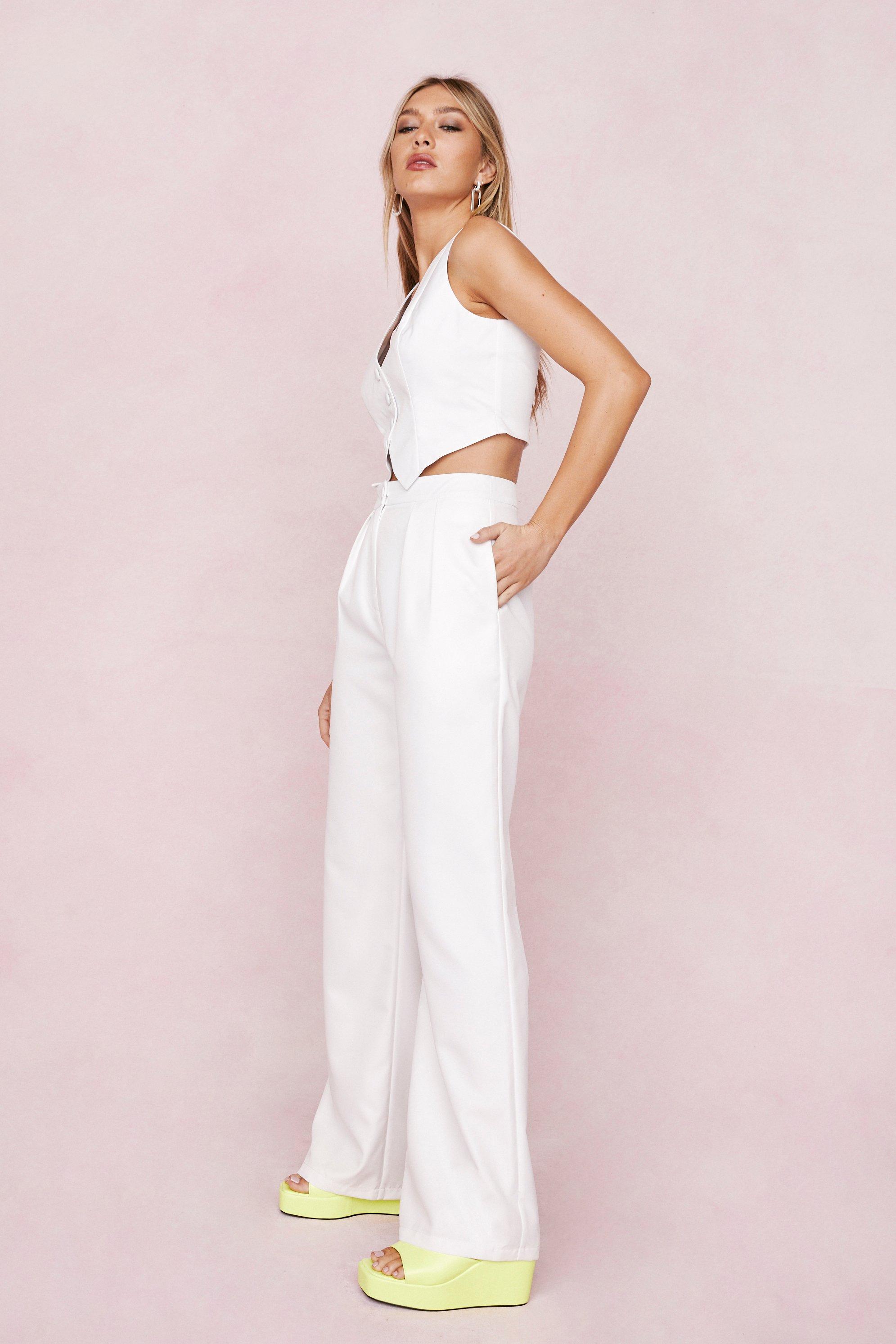 High Waisted Tailored Wide Leg Pants