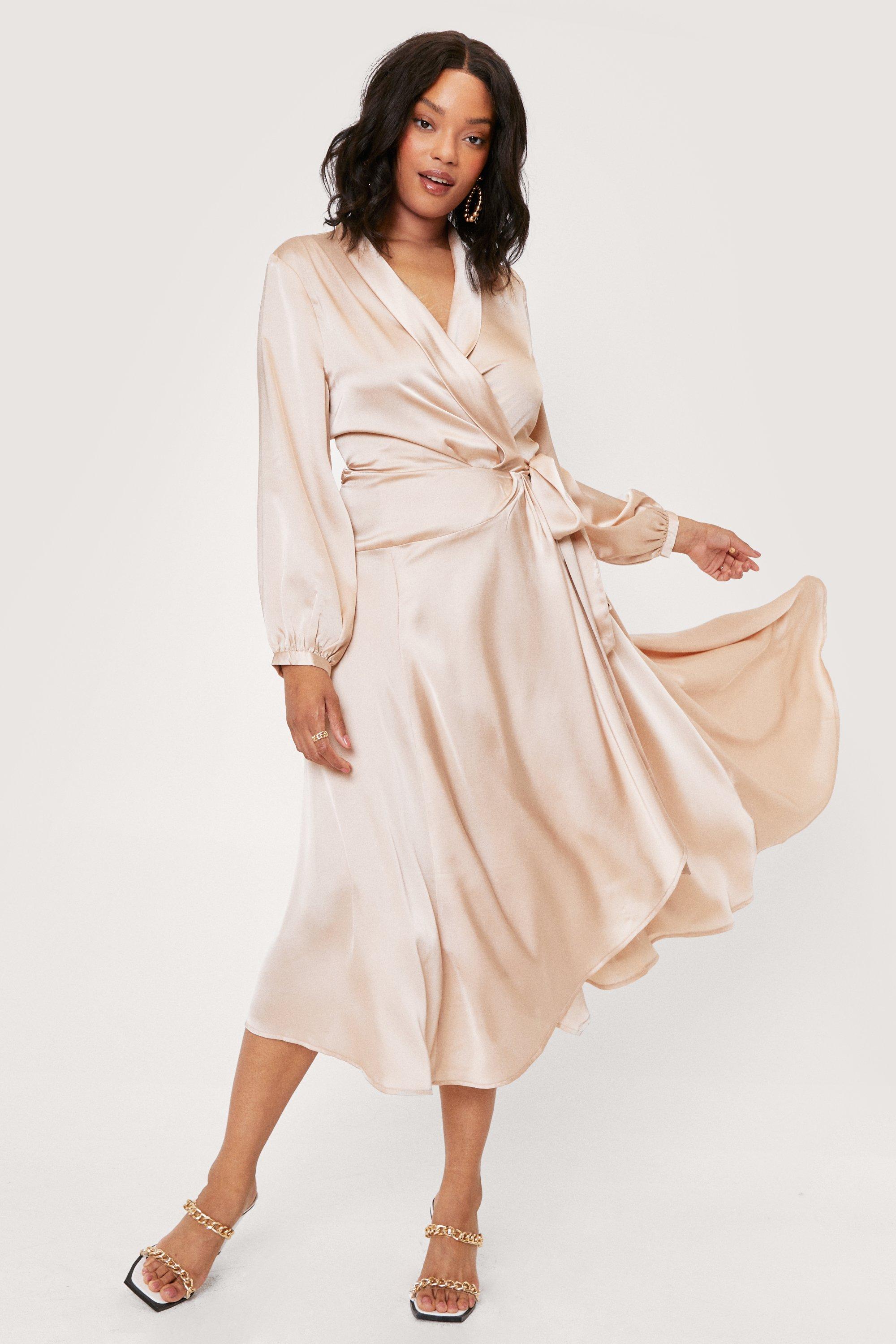 nasty gal satin wrap dress