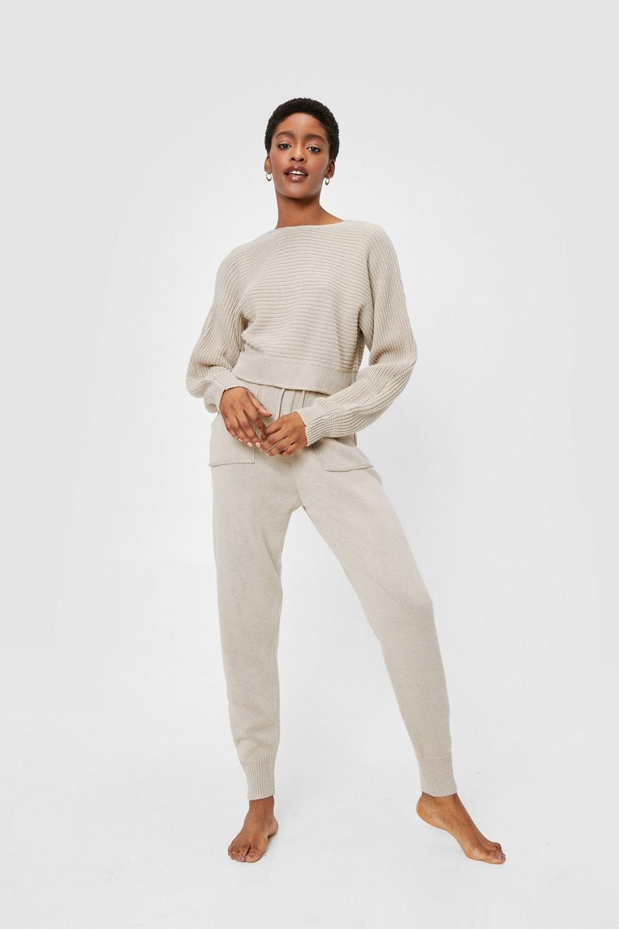 Chunky Knit Crop Sweater and Jogger Lounge Set