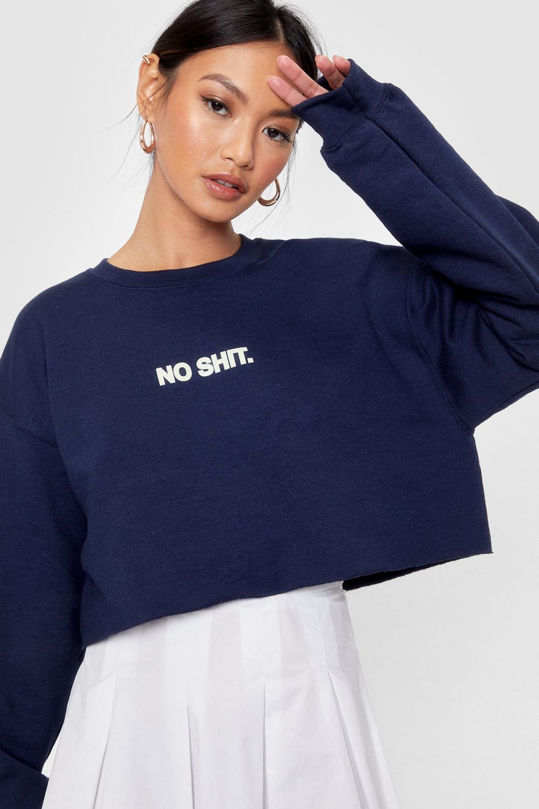 No Shit Relaxed Cropped Graphic Sweatshirt image number 1